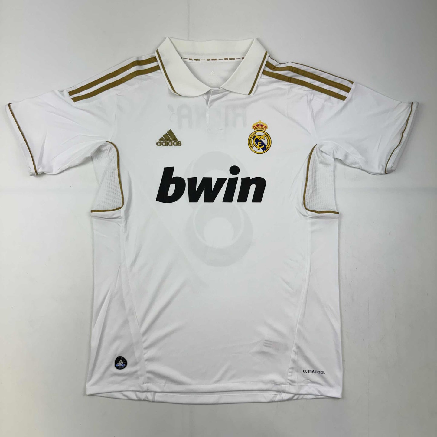 Autographed/Signed Ricardo Kaka Real Madrid White/Gold Retro Soccer Futbol Jersey Beckett BAS COA