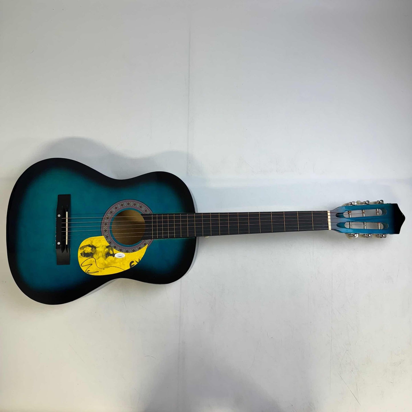 Autographed/Signed Ed Sheeran 39 Blue Acoustic Guitar Eyes Closed Music Instrument JSA Holo