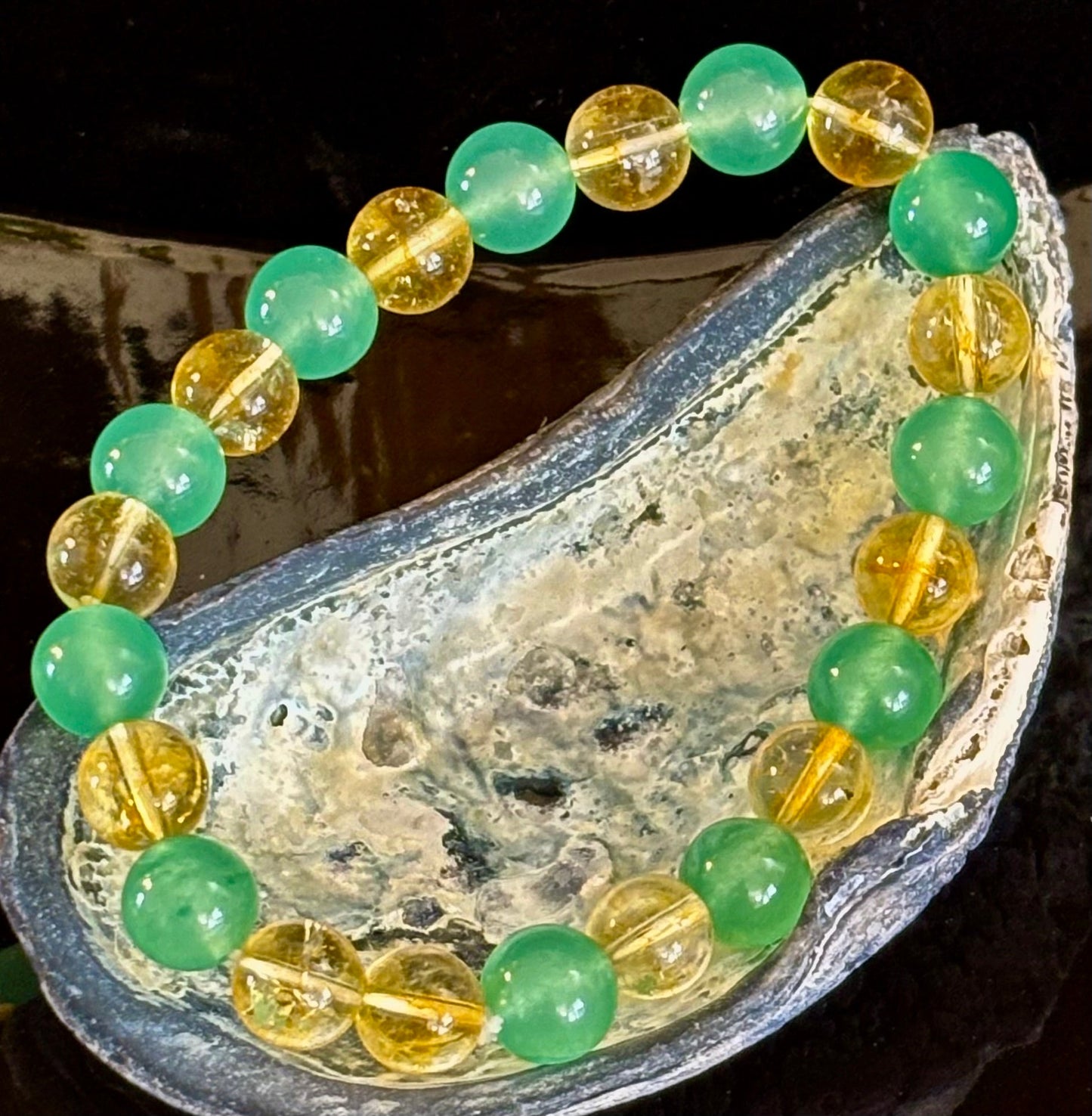 Citrine & Green Aventurine Natural Stone Bracelet
