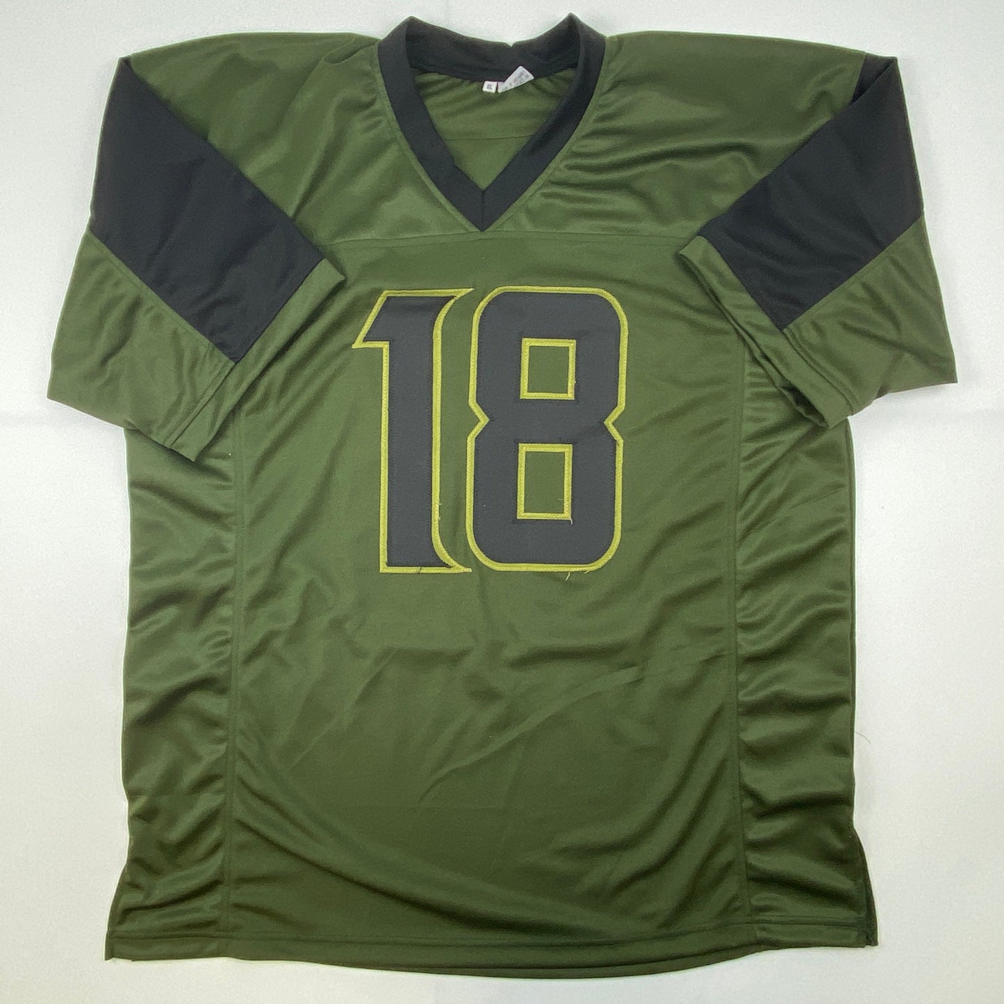 Autographed/Signed Justin Jefferson Green Salute To Service Football Jersey JSA COA