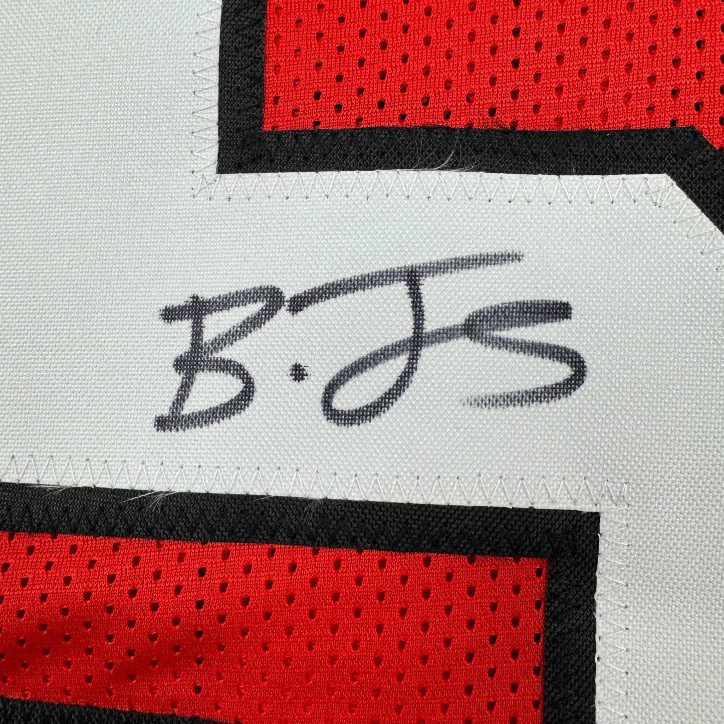 Framed Autographed/Signed Broderick Jones 35x39 Georgia Red College Football Jersey JSA COA