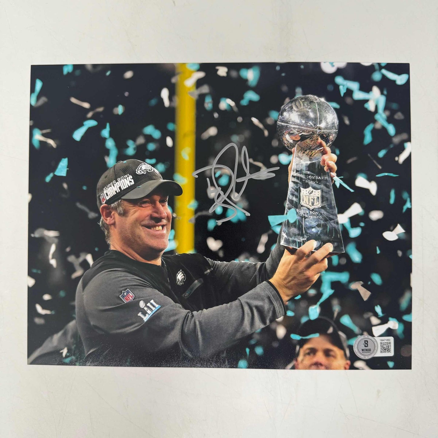 Autographed/Signed Doug Pederson Philadelphia Eagles Super Bowl LII 52 Champions 8x10 Football Photo Beckett BAS COA #2