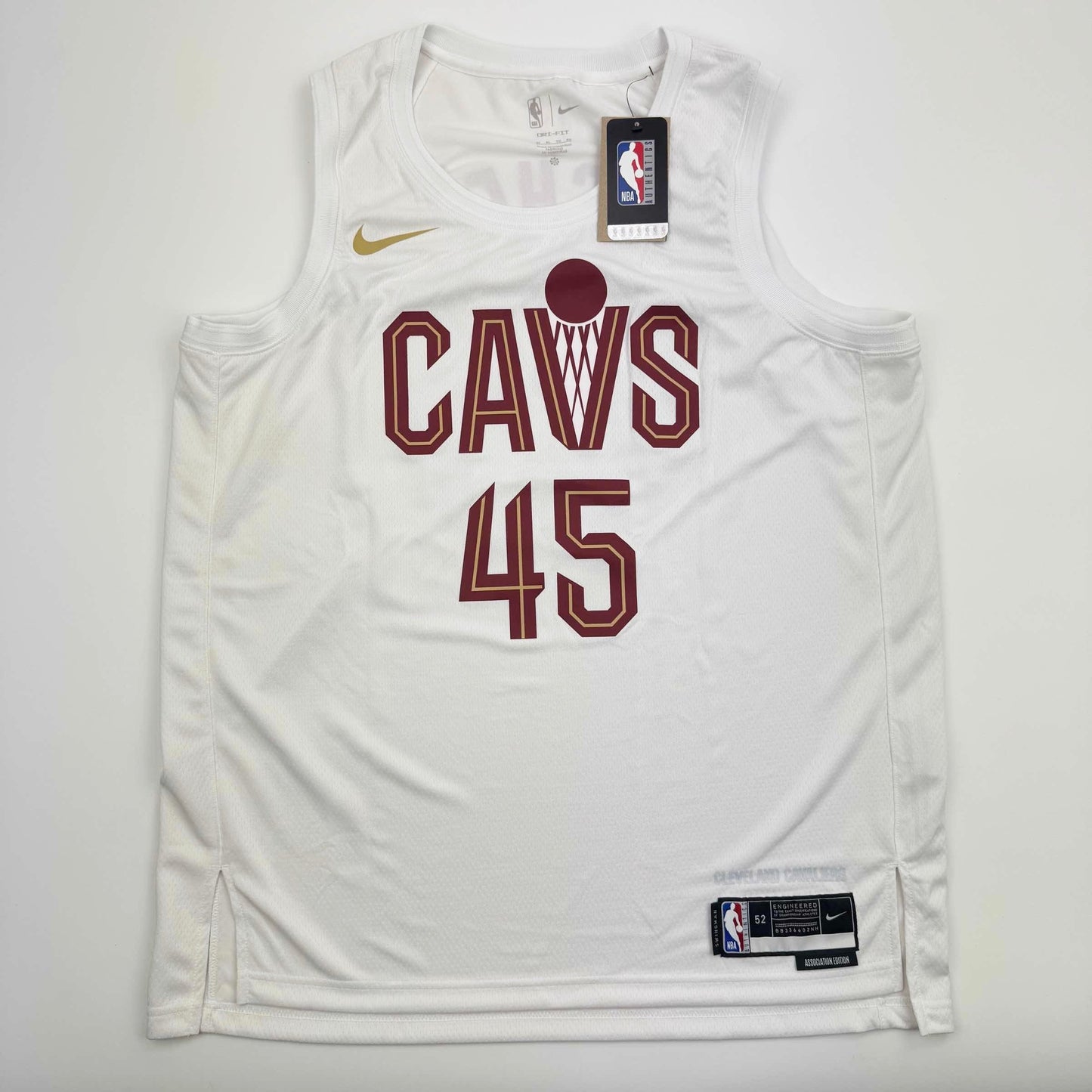 Autographed/Signed Donovan Mitchell Cleveland Cavaliers White Basketball Jersey Fanatics COA