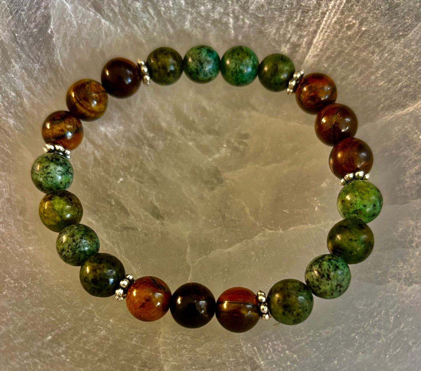 Tiger Eye & African Turquoise Beaded Bracelet for small wrists – Boost Confidence & Courage