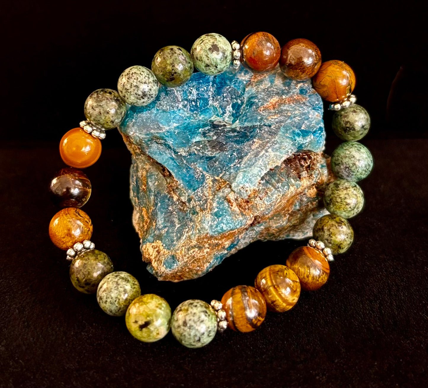 Tiger Eye & African Turquoise Beaded Bracelet for small wrists – Boost Confidence & Courage