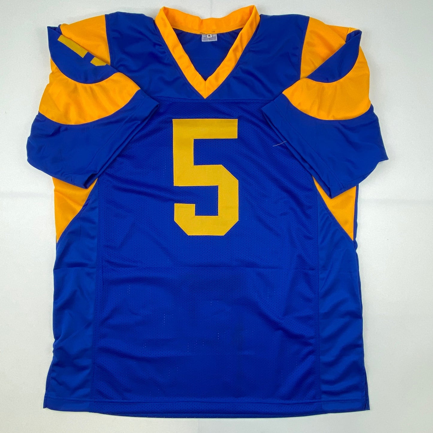 Autographed/Signed Jalen Ramsey Los Angeles LA Retro Blue Football Jersey JSA COA