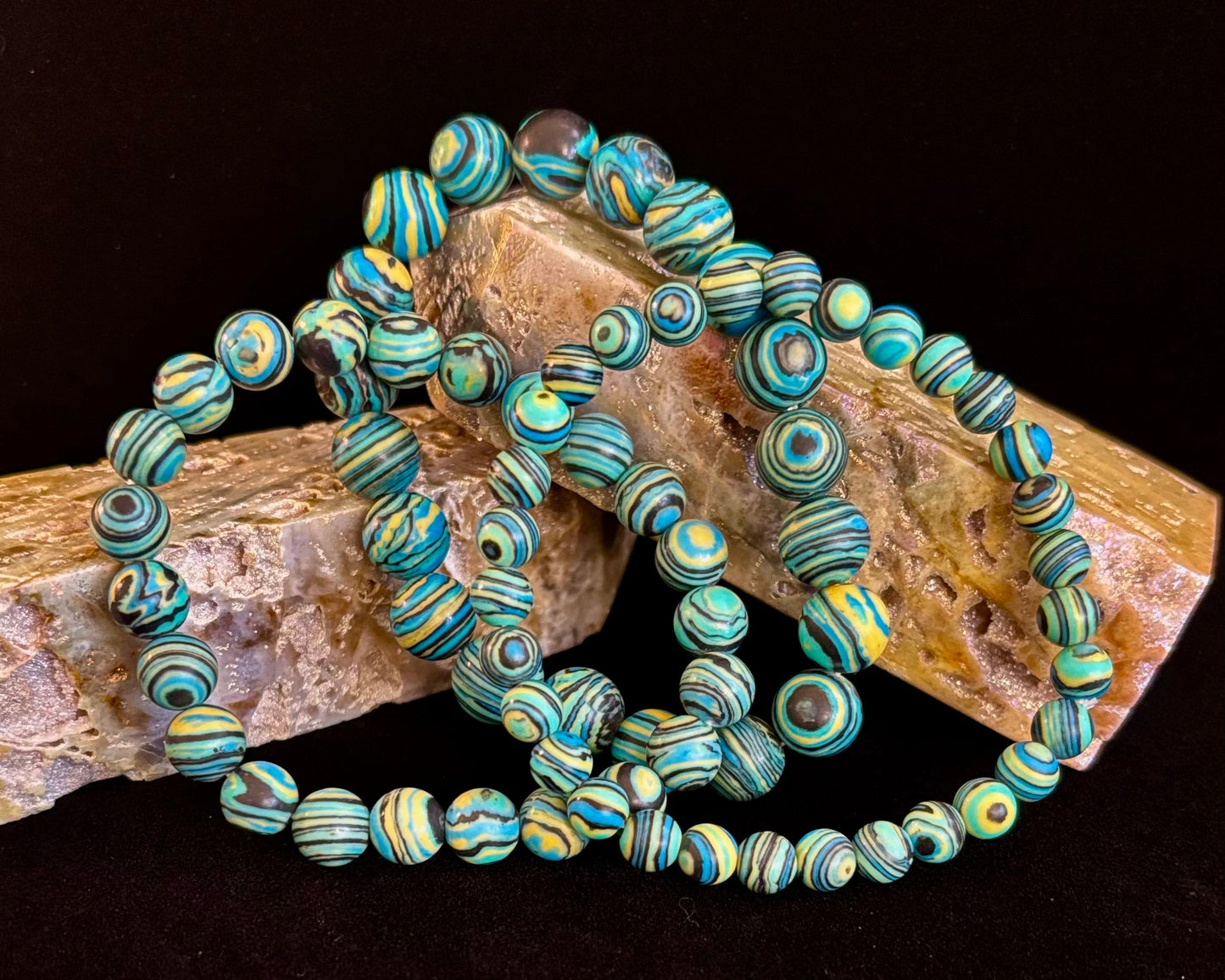 Deep Blue Malachite Energy Bracelet – 6mm, 8mm, 10mm Beads for Small to Large Wrists