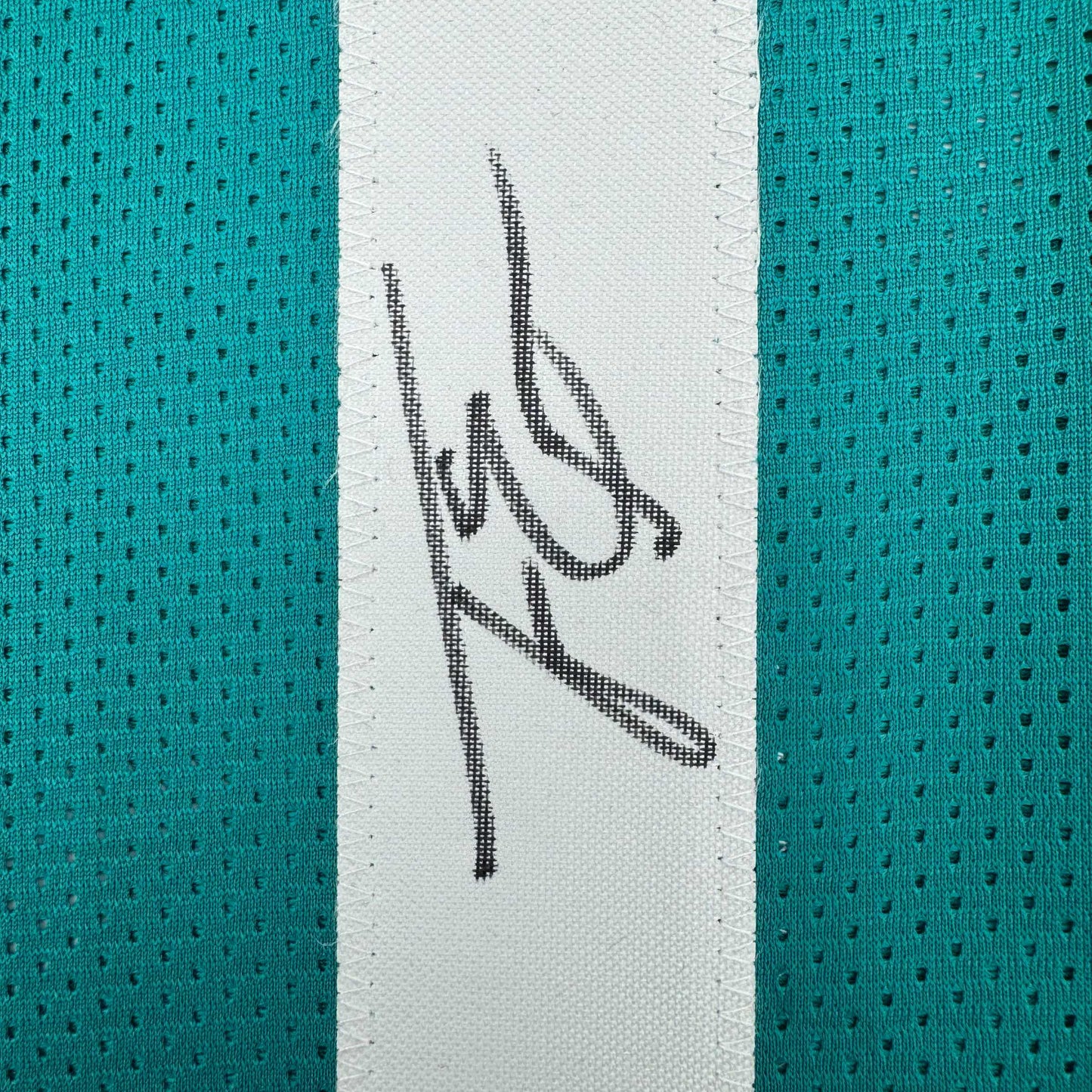 Framed Autographed/Signed Travis Etienne Jr. 35x39 Jacksonville Teal Football Jersey Beckett BAS COA