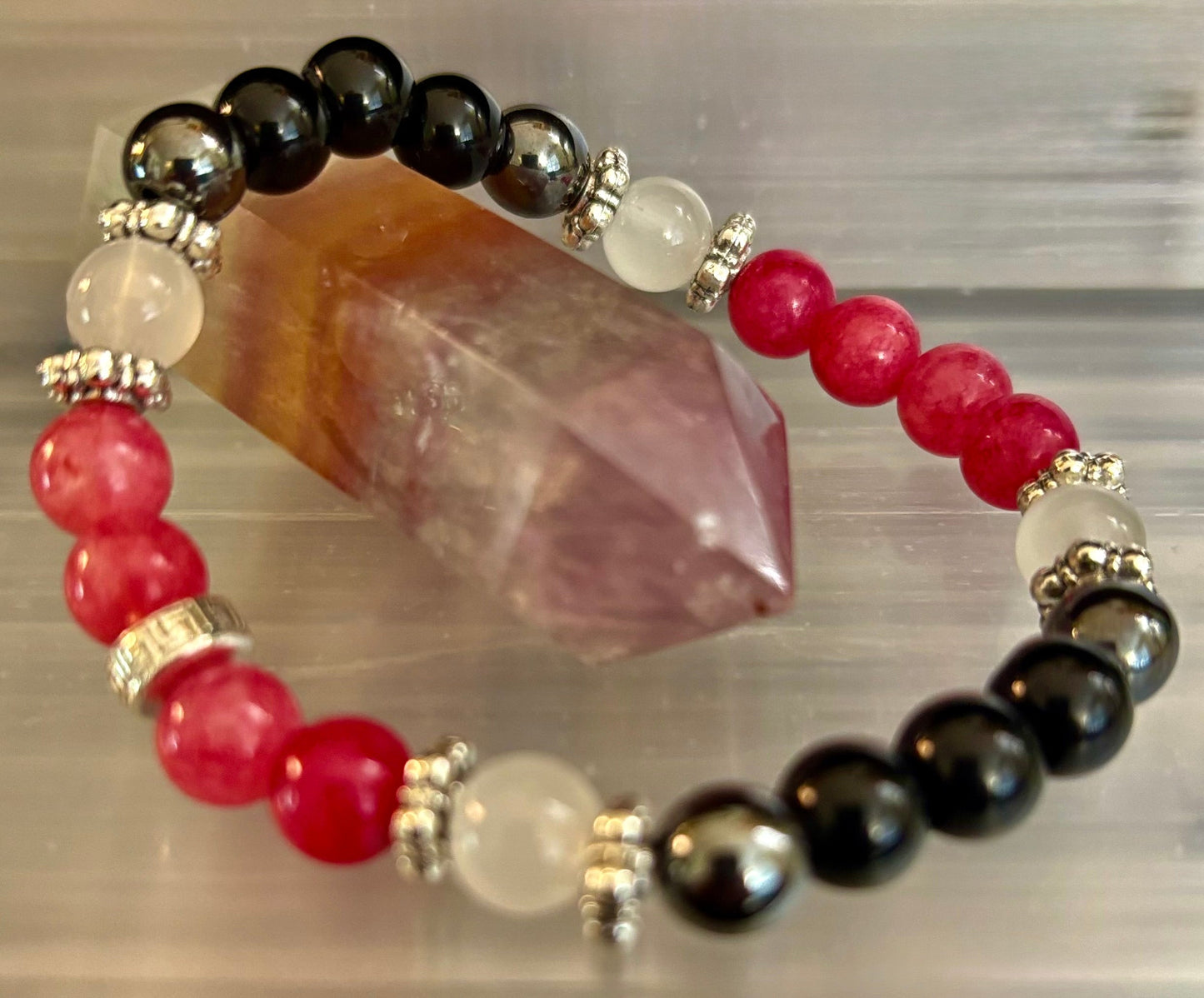 New Beginnings Energy Bracelet – Lepidolite, Hematite, Black Tourmaline & Moonstone