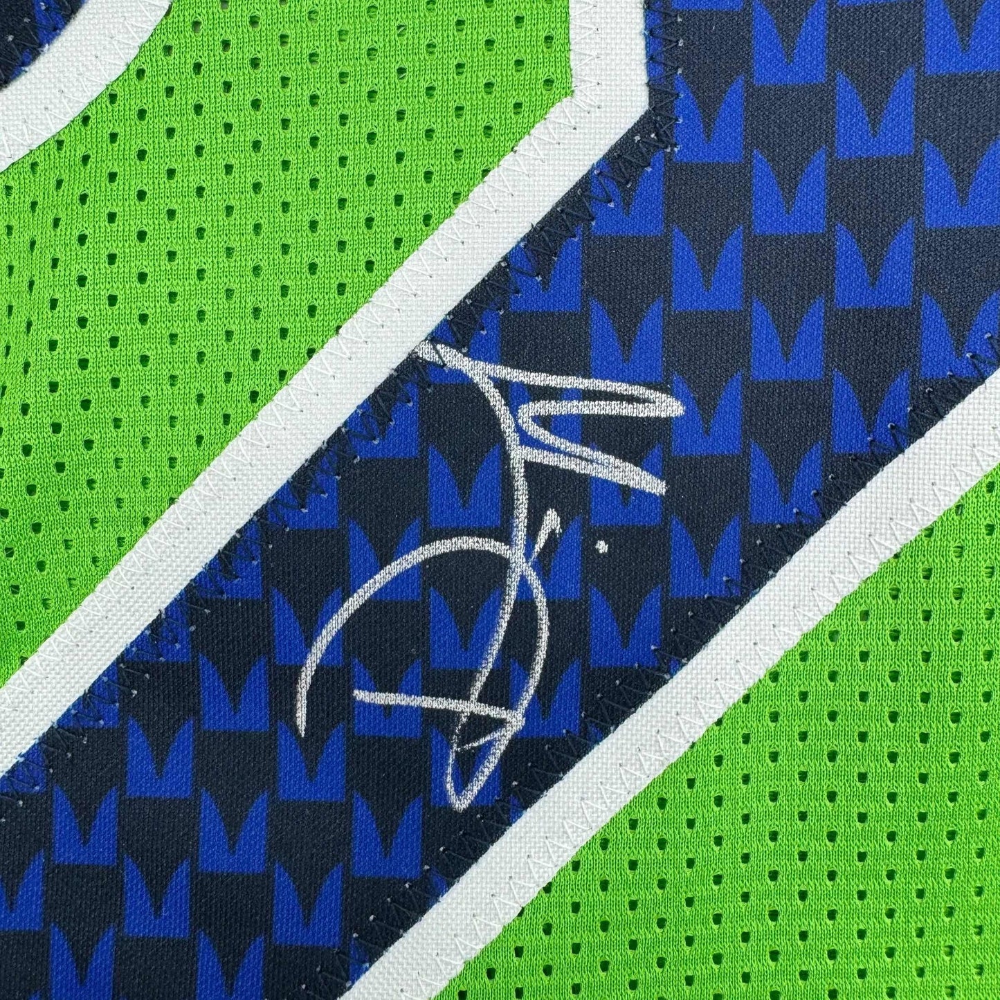 Framed Autographed/Signed Devon Witherspoon 35x39 Seattle Green Football Jersey JSA COA