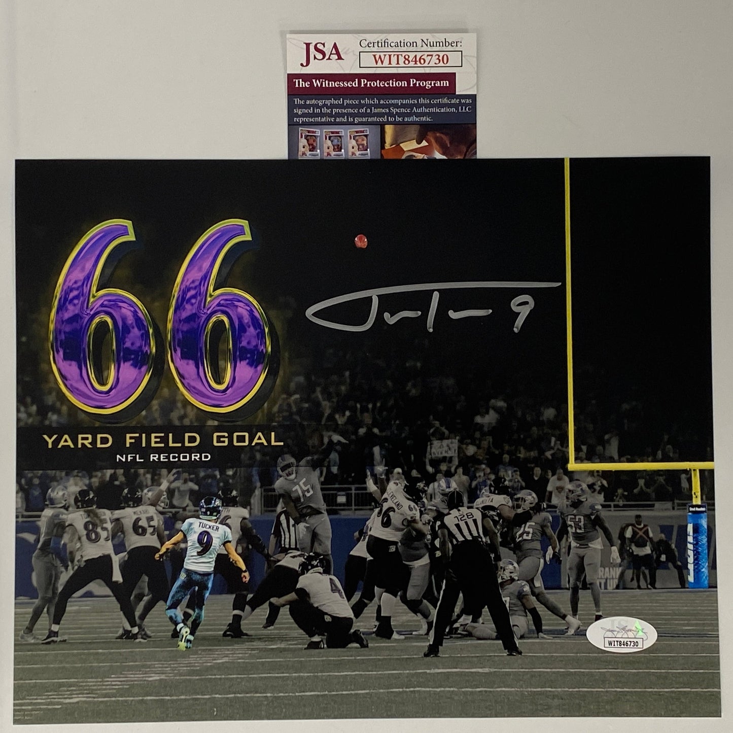 Autographed/Signed Justin Tucker Baltimore Ravens 66 Yd GW FG 8x10 Football Photo JSA COA