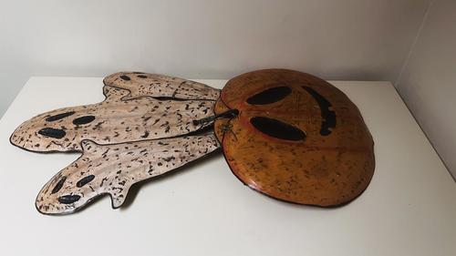 Metal Pumpkin and Ghost Yard Art