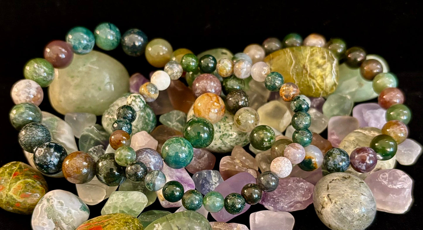 Natural Indian Agate Bead Bracelet – Grounding Stone for Protection, Strength & Emotional Balance