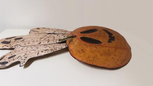 Metal Pumpkin and Ghost Yard Art