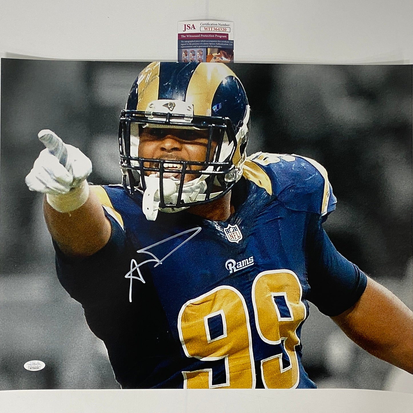Autographed/Signed Aaron Donald Los Angeles LA Rams 16x20 Football Photo JSA COA #3