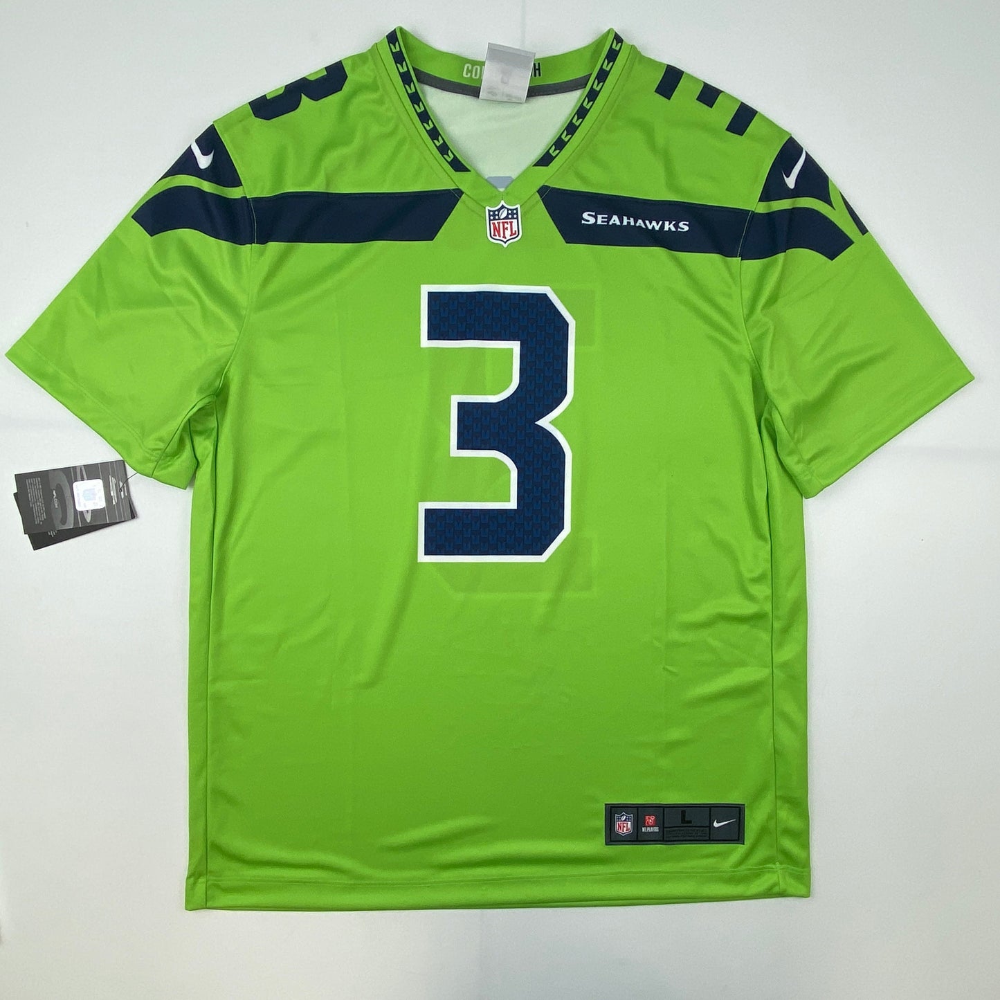 Autographed/Signed Russell Wilson Seattle Seahawks Green Color Rush Authentic Football Jersey Beckett BAS COA