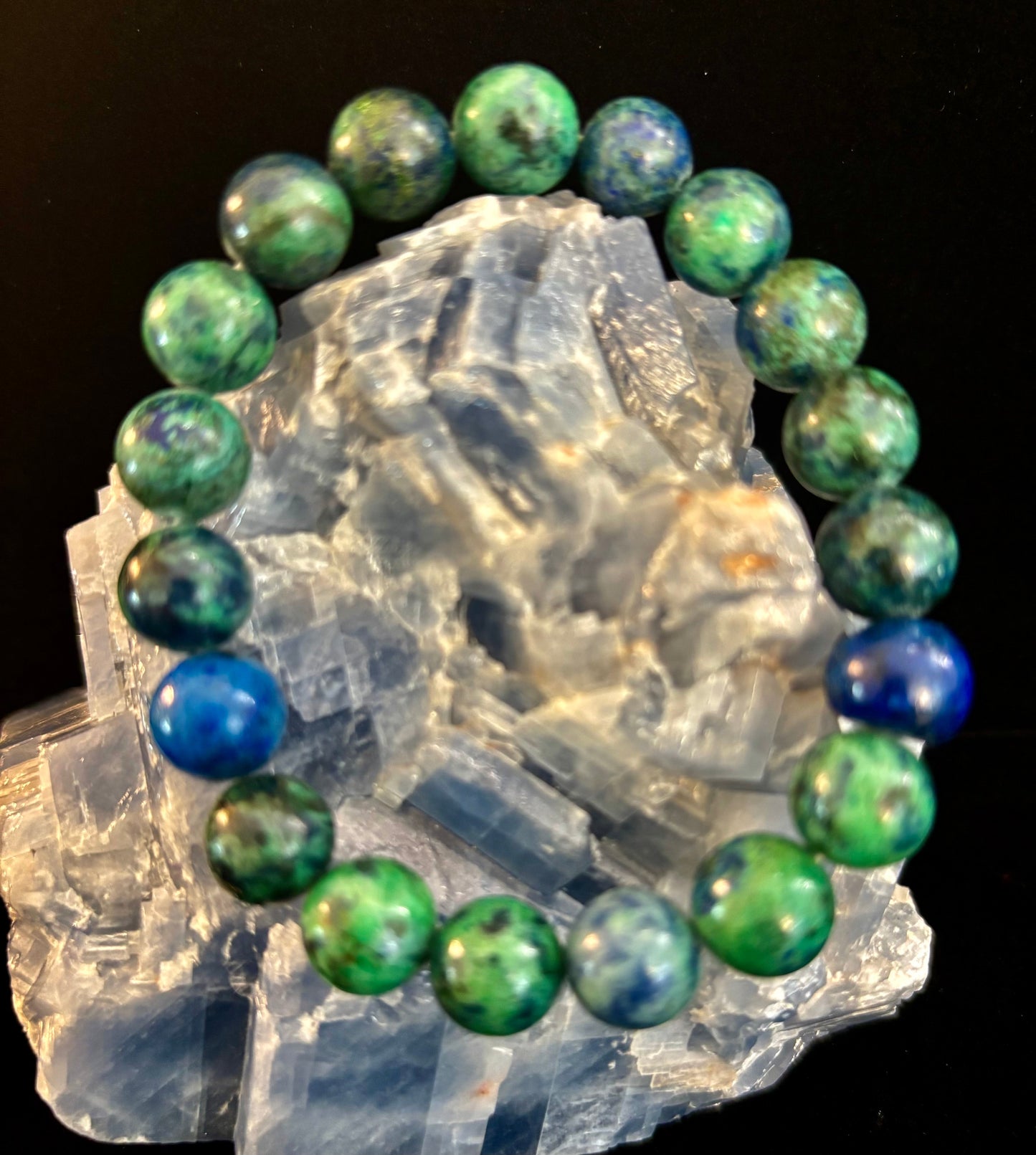 Azurite Beaded Stretch Bracelet – 8mm & 10mm Options | Spiritual Clarity & Deep Healing