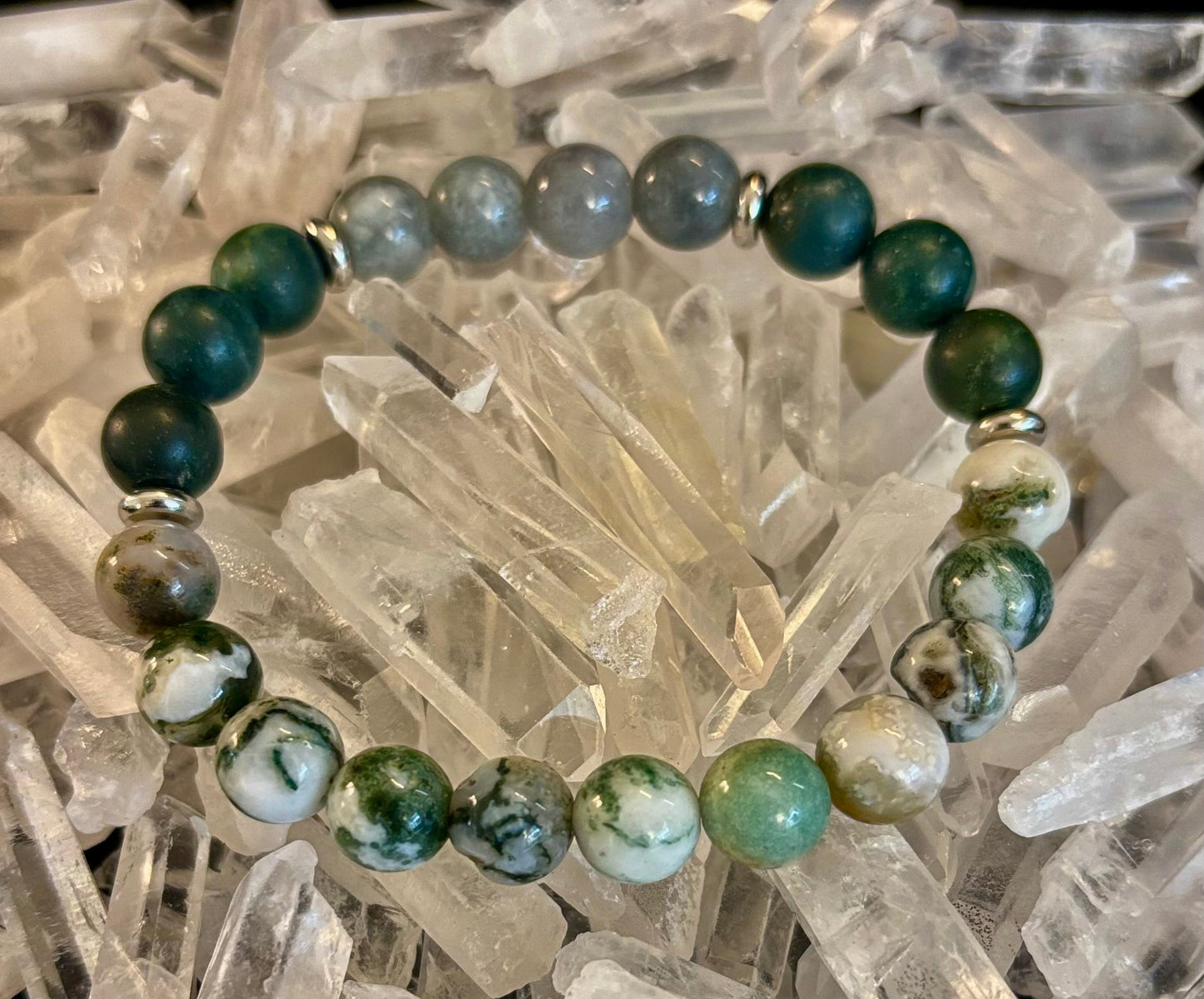 Tree Agate, Moss Agate & Burmese Jade Bracelet – Grounded Energy & New Beginnings 🌿✨