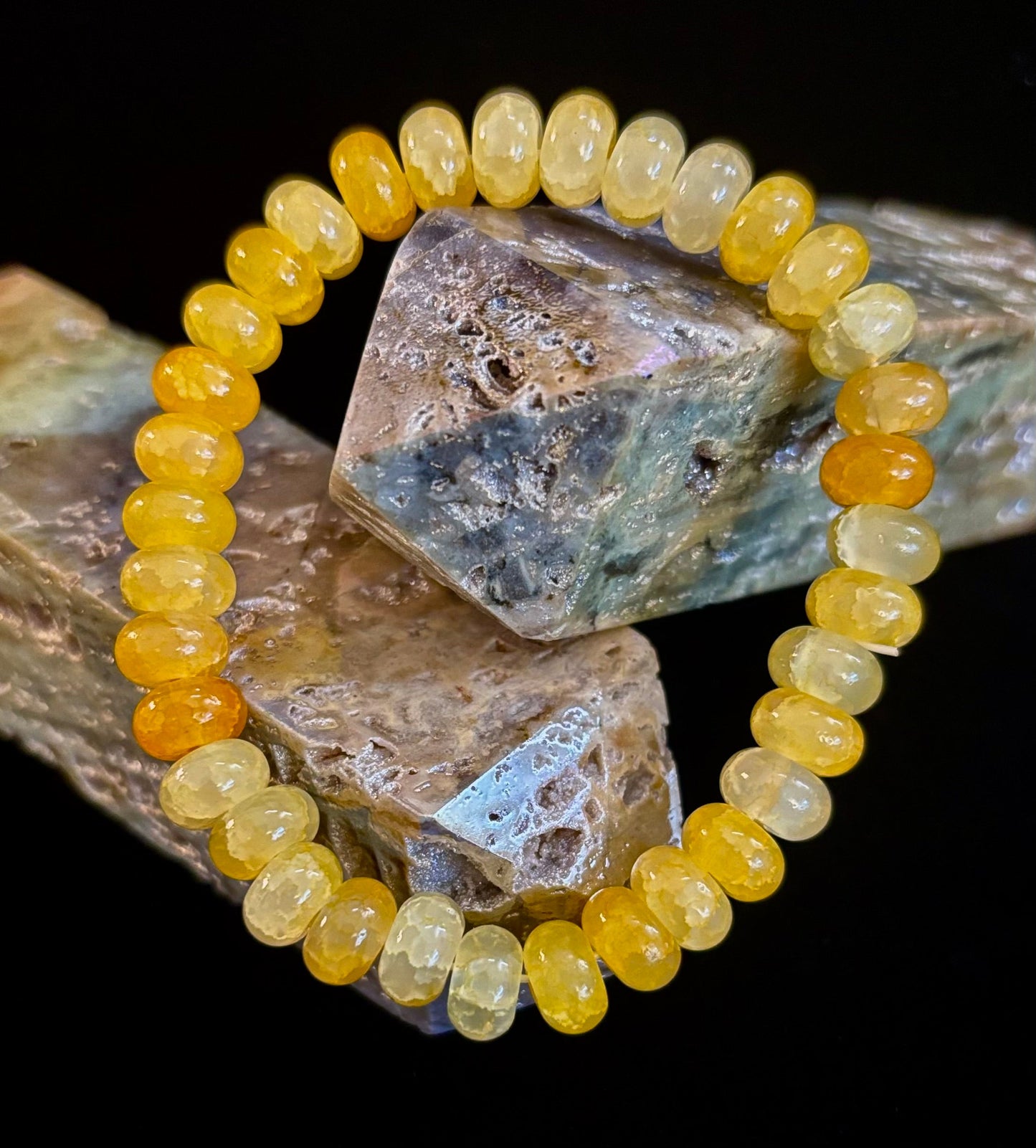 Yellow Agate Rondelle Bracelet – Joy, Confidence & Mental Clarity | Medium Wrists