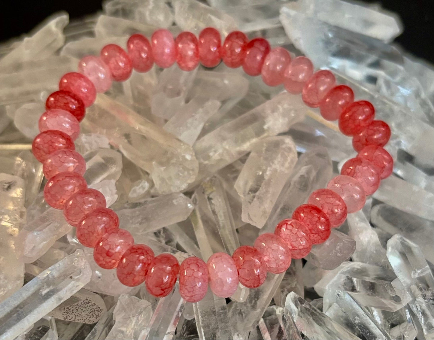 Pink Agate Rondelle Bracelet â Self-Love & Emotional Healing | Medium Wrists