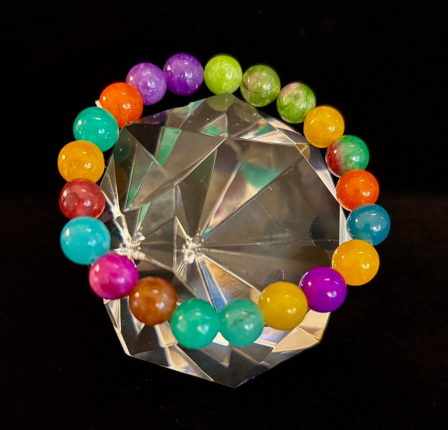 Rainbow Multi Jade Stretch Bracelet for Kids – 16cm | Colorful Energy & Gentle Protection