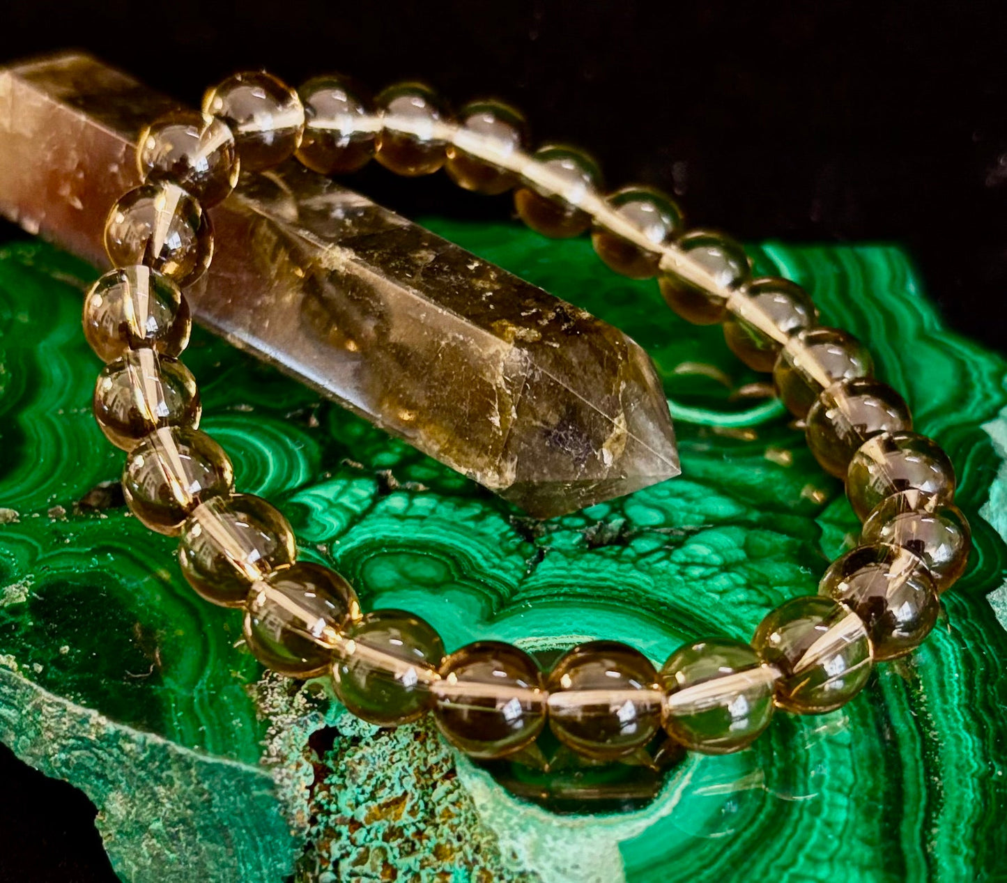 Smoky Quartz Bracelet – 8mm Natural Crystal for Grounding, Protection & Clarity