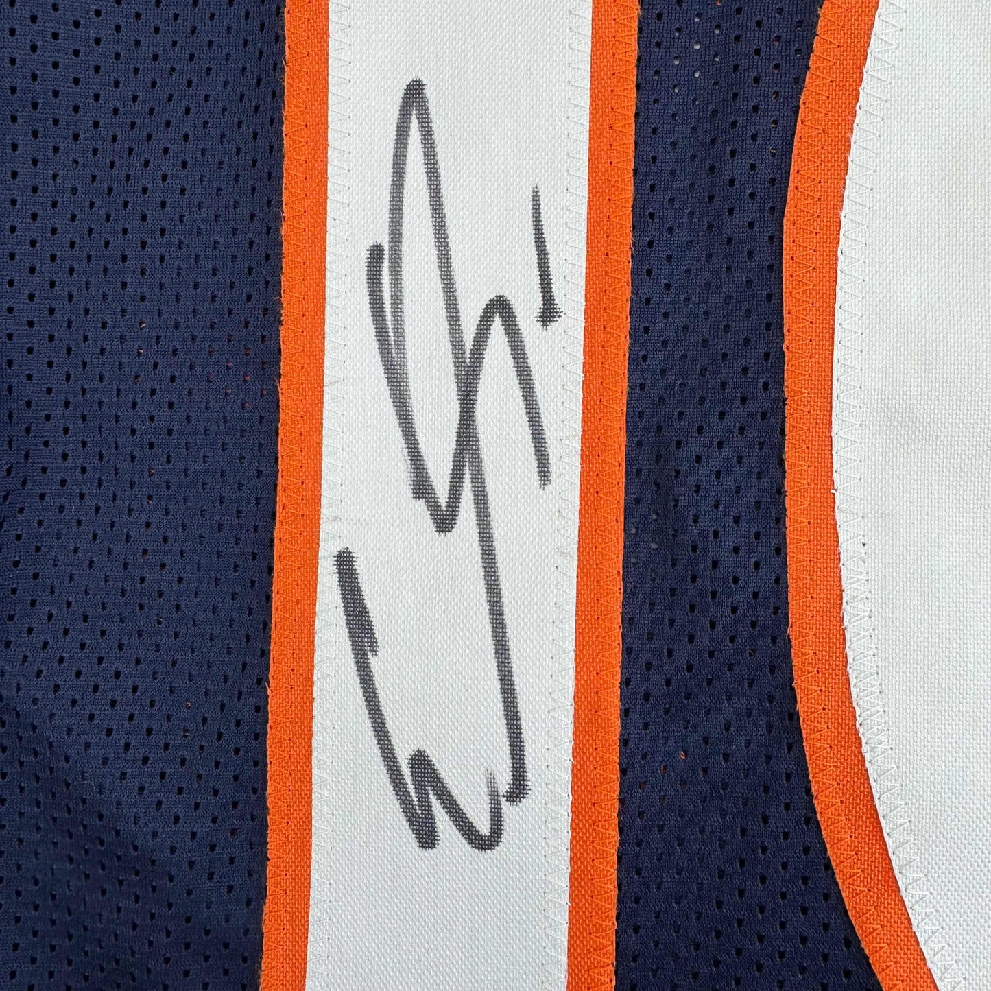 Framed Autographed/Signed Emmanuel Sanders 35x39 Denver Blue Football Jersey JSA COA