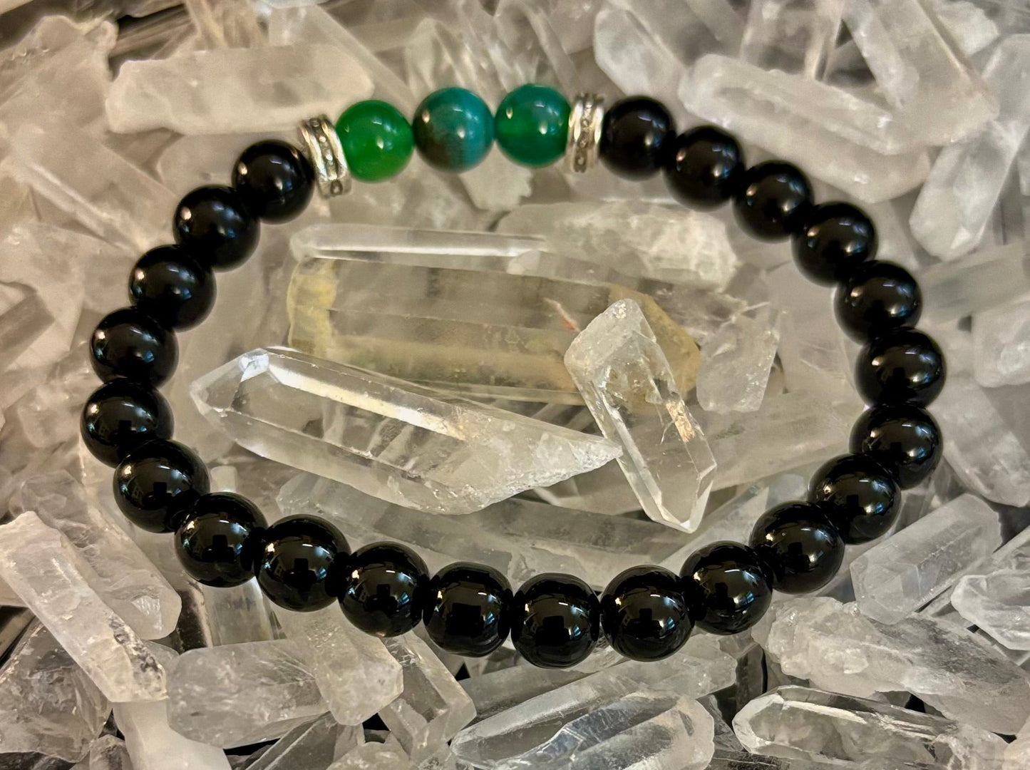 Green Natural Stone Stretchy Bracelet – Handcrafted in Turkey