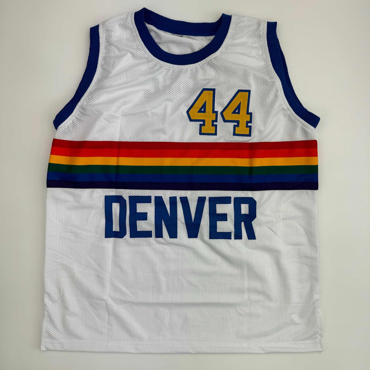 Autographed/Signed Dan Issel Denver White Retro Rainbow Basketball Jersey JSA COA