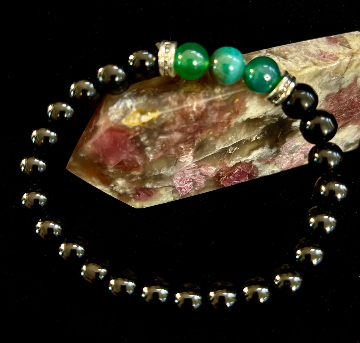 Green Natural Stone Stretchy Bracelet – Handcrafted in Turkey