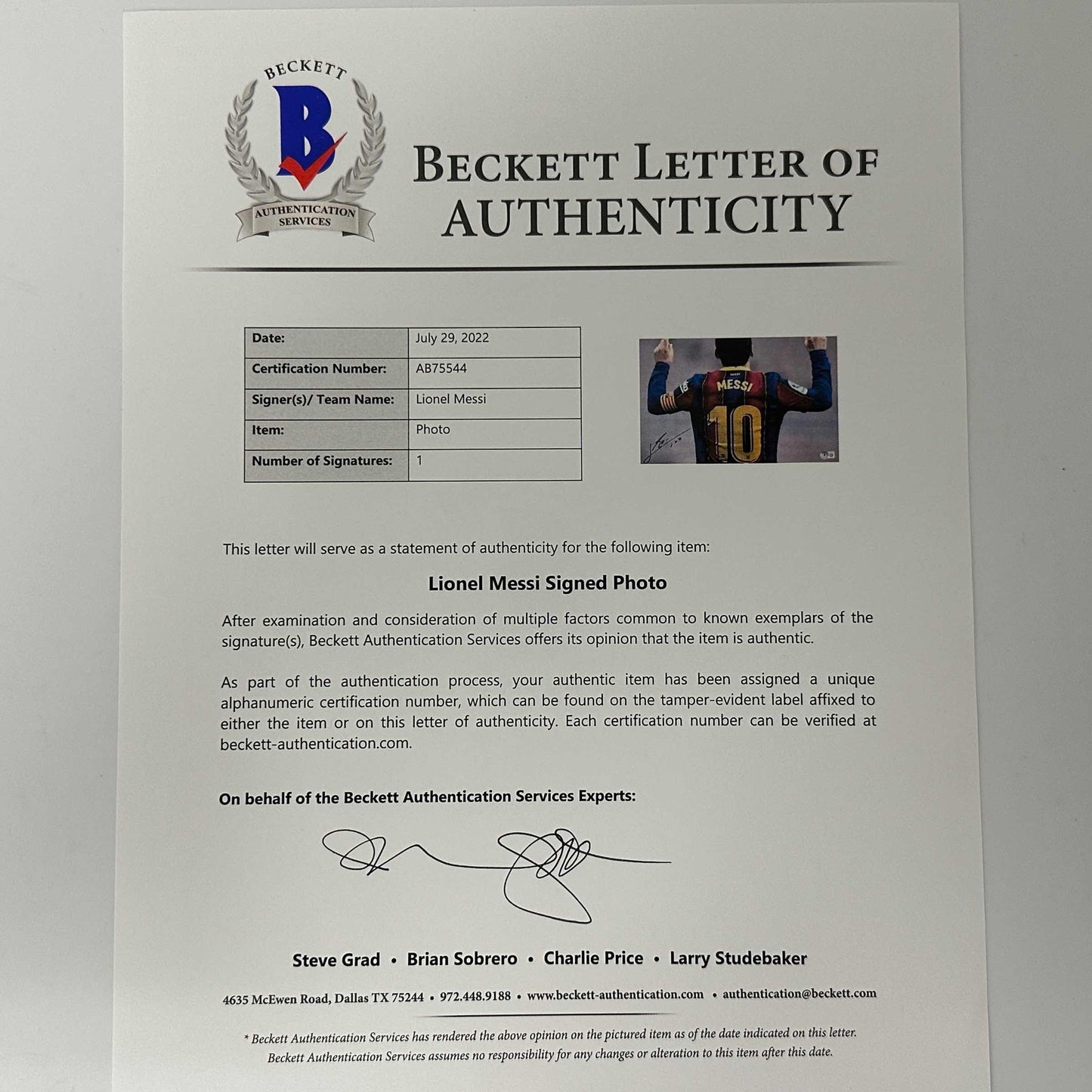 Autographed/Signed Lionel Leo Messi FC Barcelona 12x16 Soccer Photo Beckett BAS COA #1