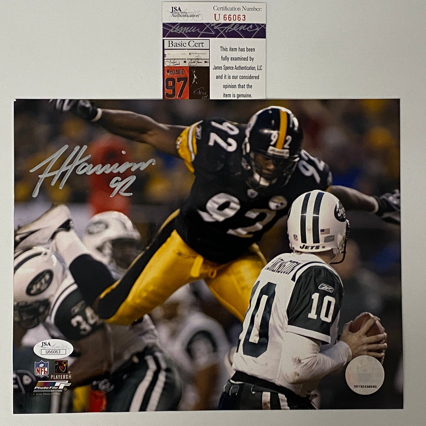 Autographed/Signed James Harrison Pittsburgh Steelers 8x10 Football Photo JSA COA #2