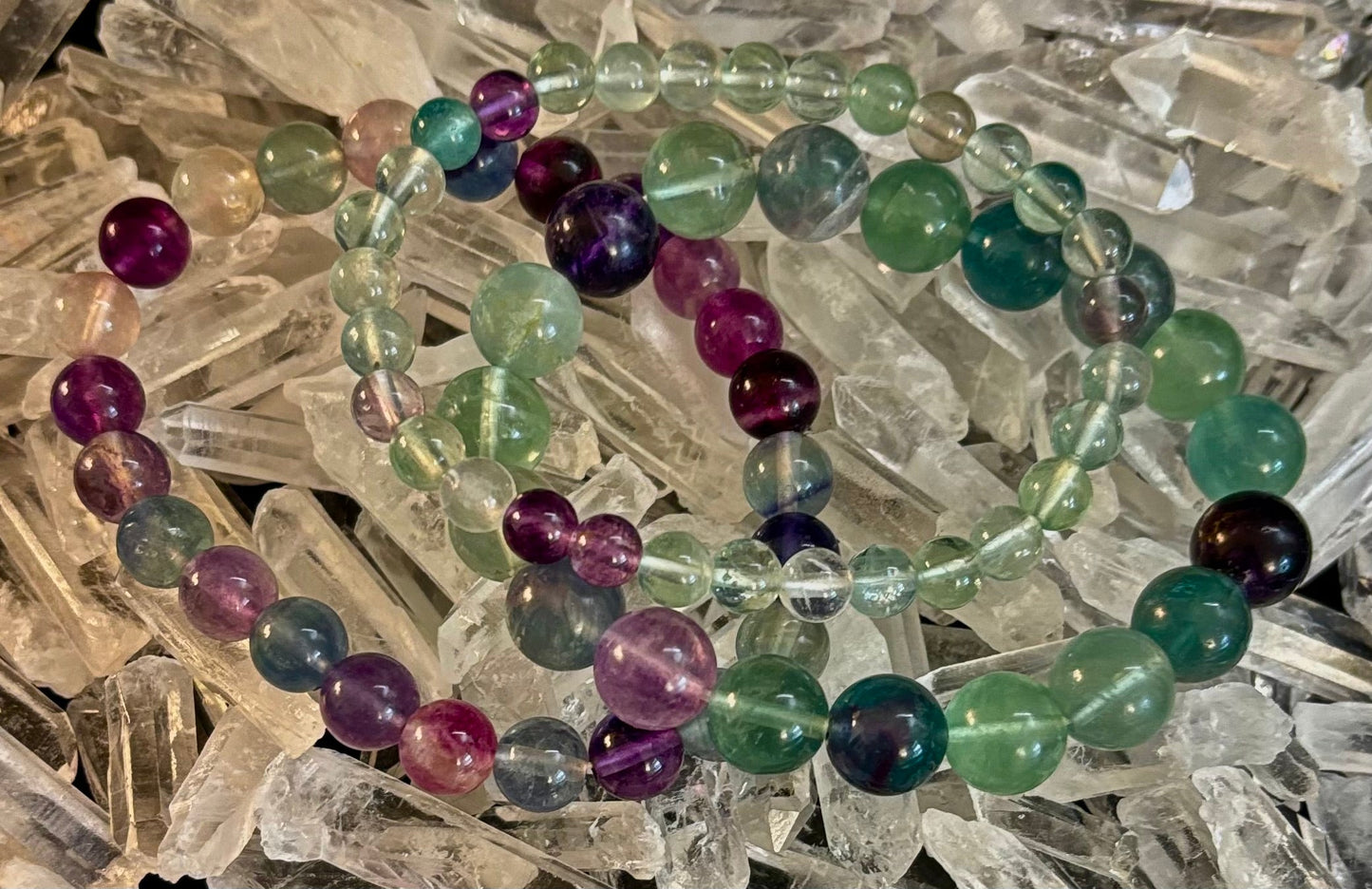 Natural Fluorite Spiritual Healing Bracelet – 6mm, 8mm or 10mm Gemstone Beads