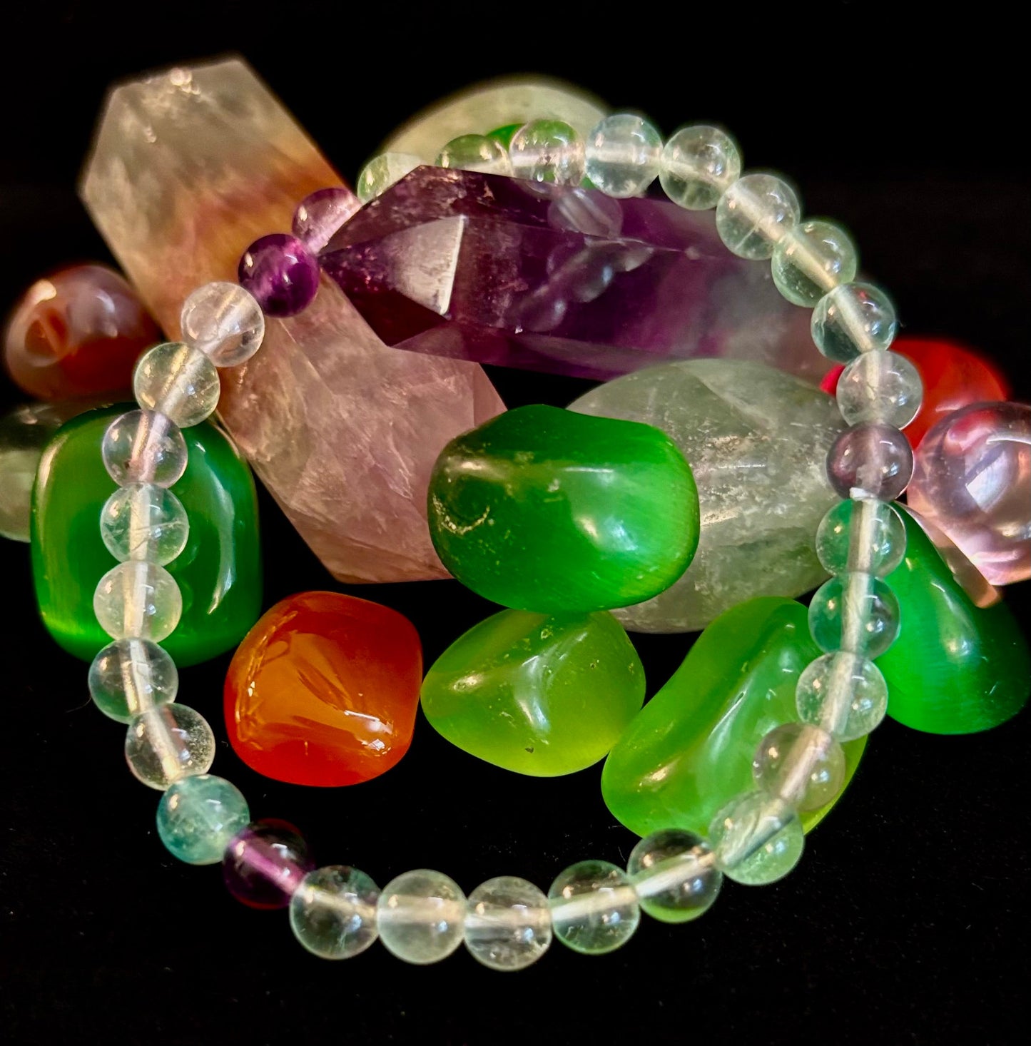Natural Fluorite Spiritual Healing Bracelet – 6mm, 8mm or 10mm Gemstone Beads