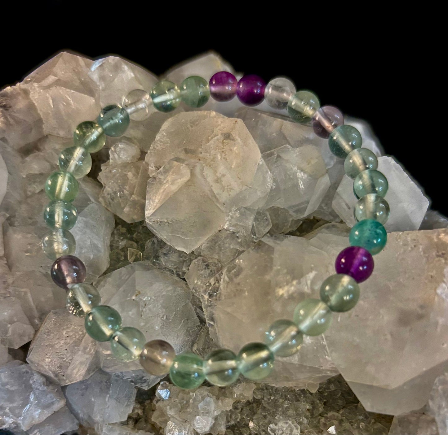 Natural Fluorite Spiritual Healing Bracelet – 6mm, 8mm or 10mm Gemstone Beads