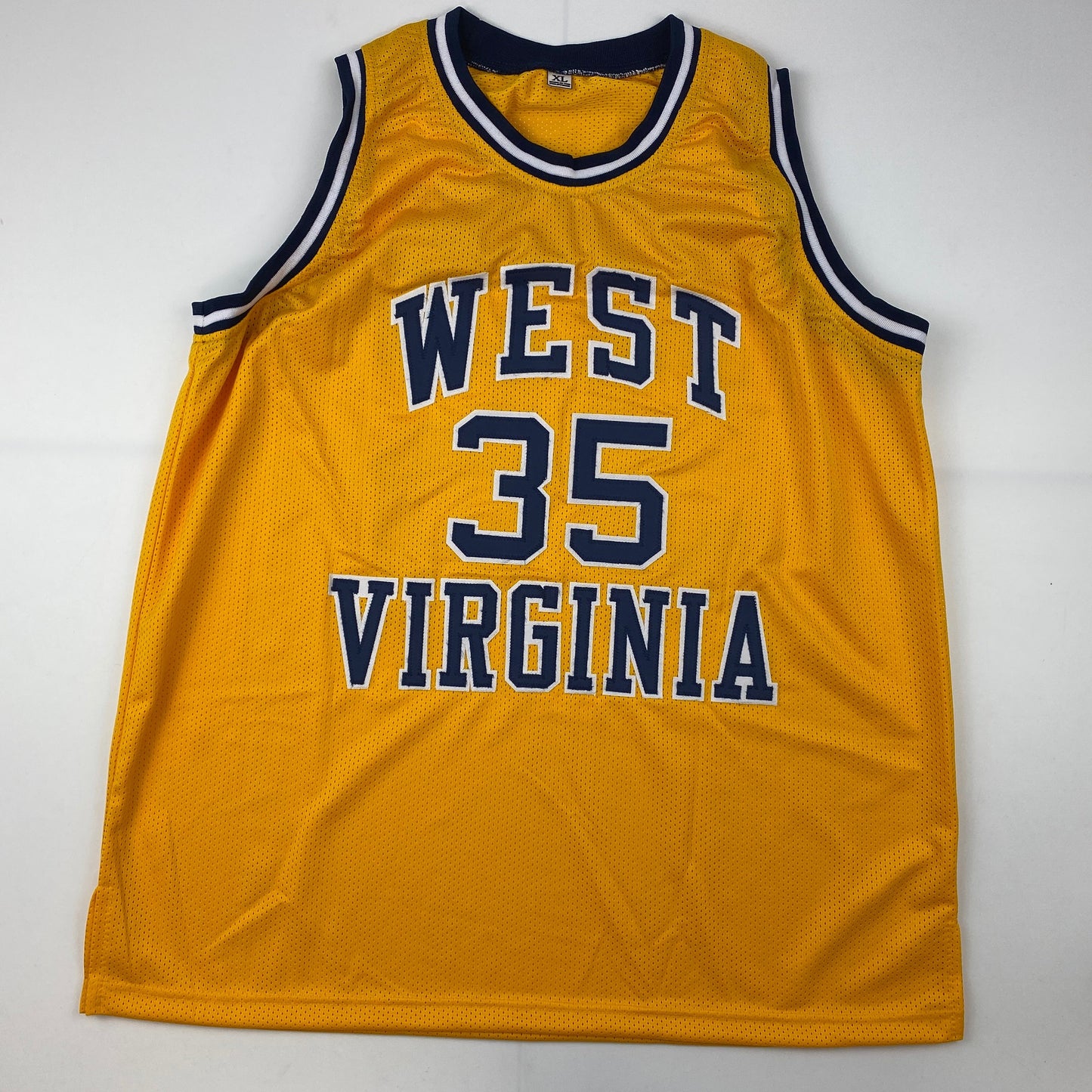 Autographed/Signed Bob Huggins West Virginia Yellow College Basketball Jersey JSA COA