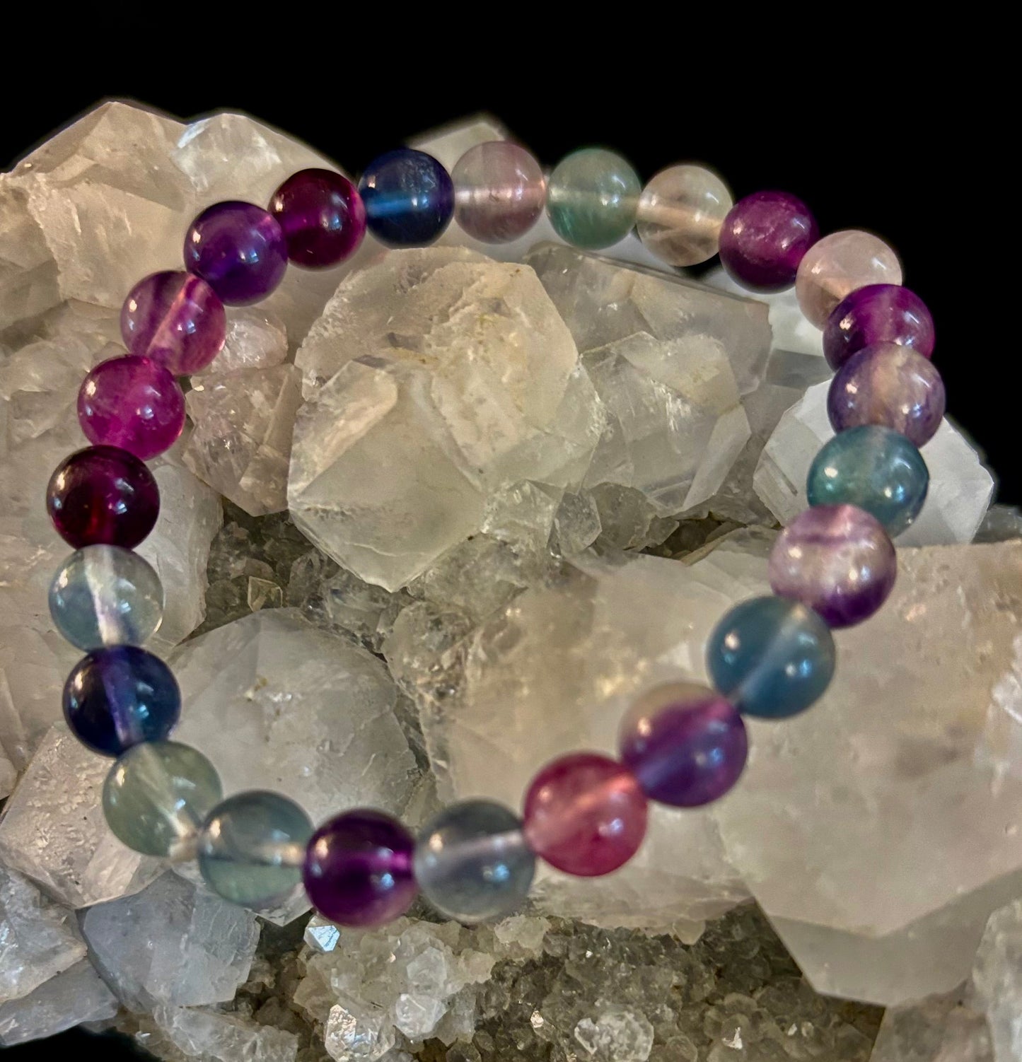 Natural Fluorite Spiritual Healing Bracelet – 6mm, 8mm or 10mm Gemstone Beads