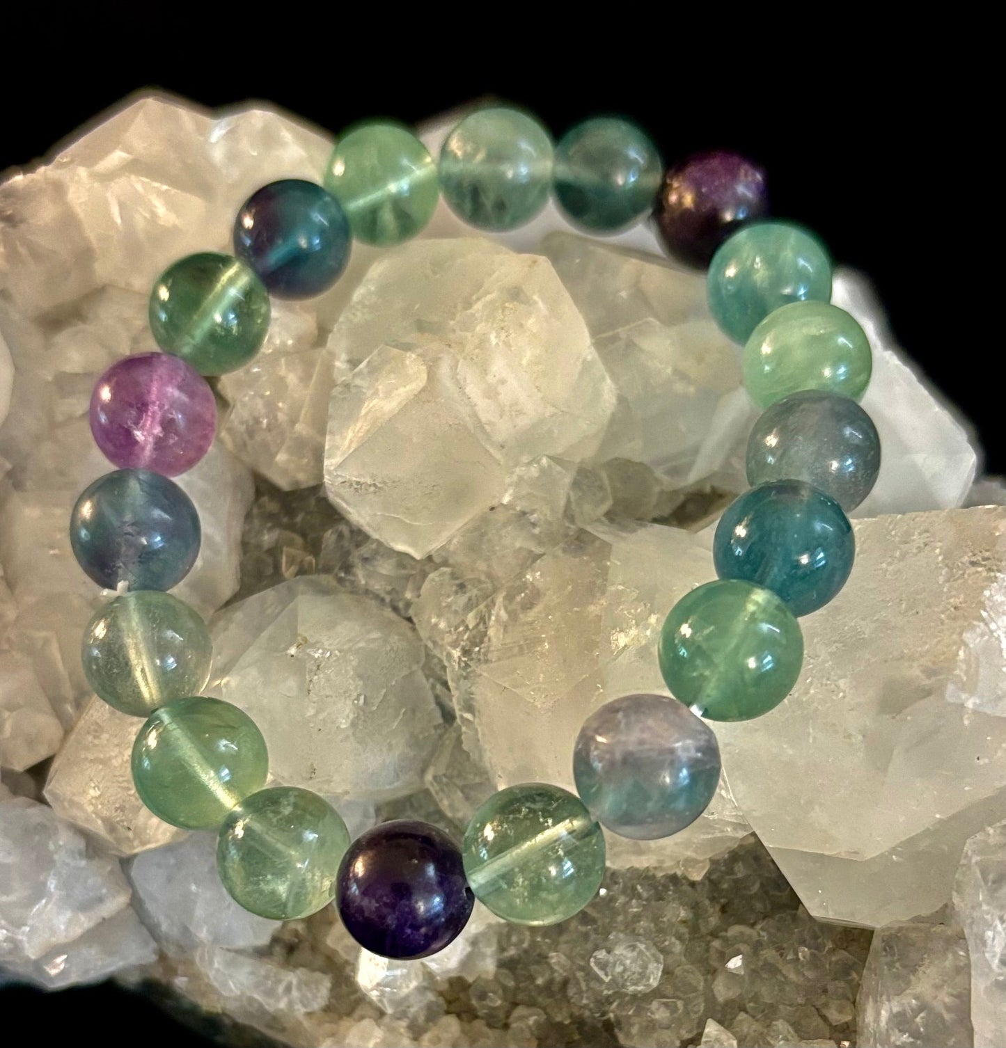 Natural Fluorite Spiritual Healing Bracelet – 6mm, 8mm or 10mm Gemstone Beads