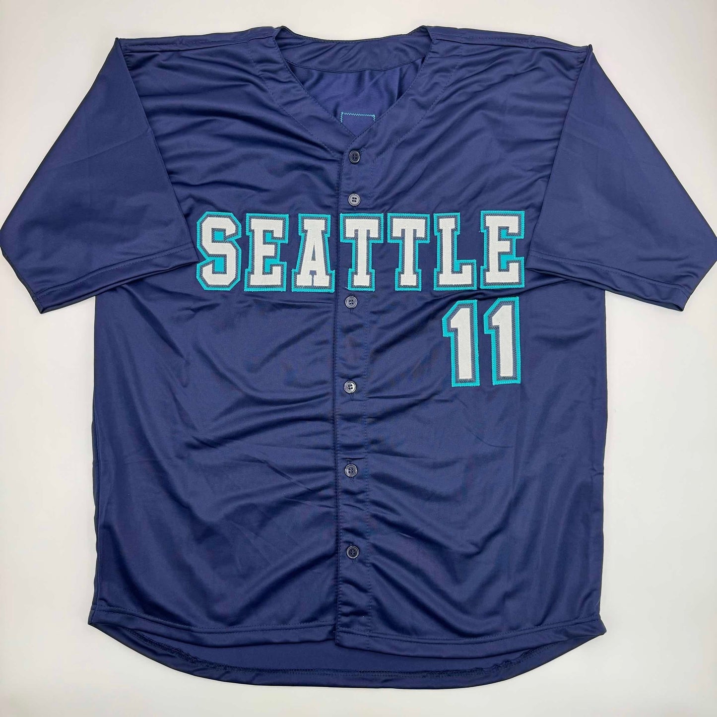 Autographed/Signed Edgar Martinez Seattle Blue Baseball Jersey JSA COA