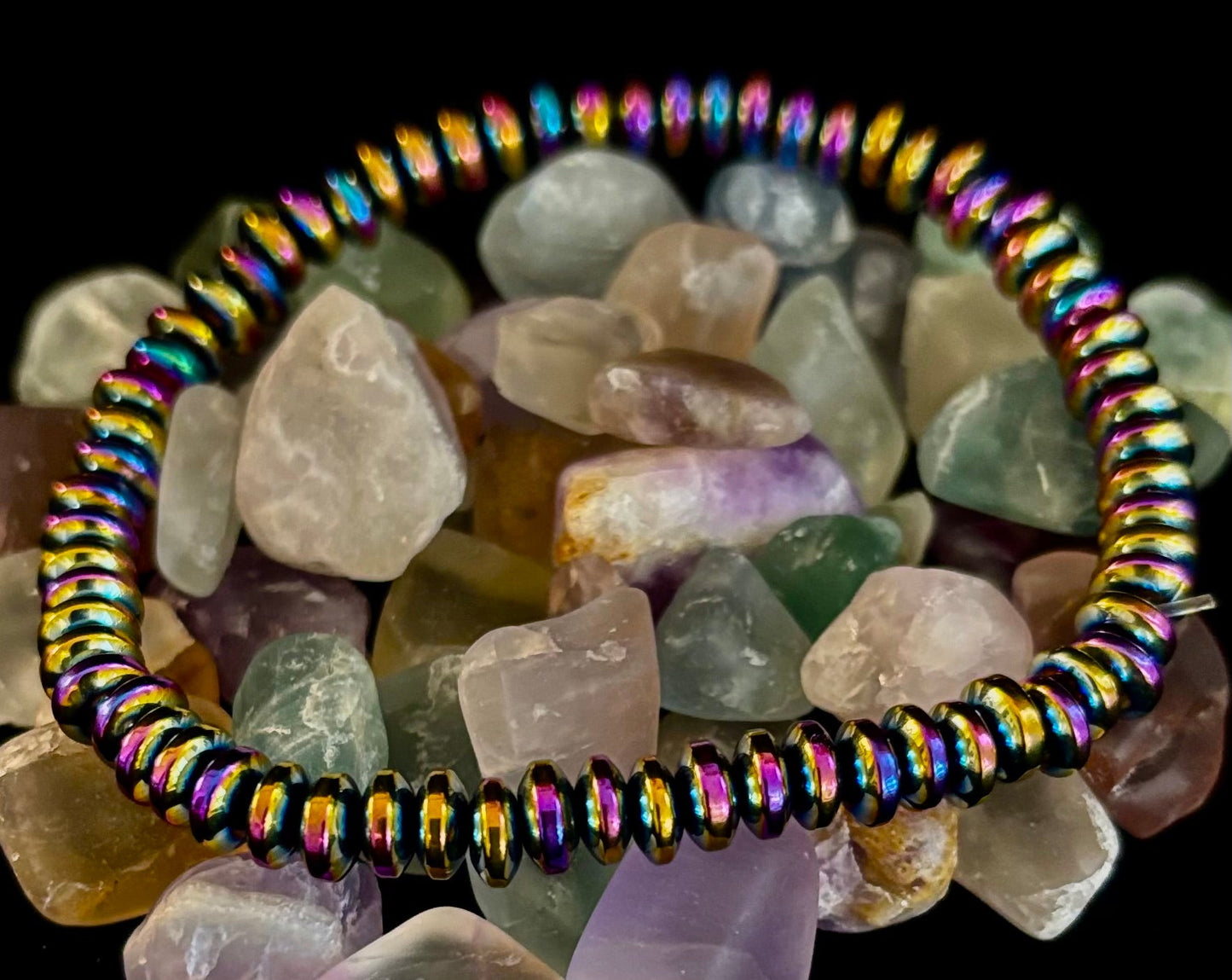 🌈 Rainbow Hue Metal Bracelet – Medium to Large Wrists