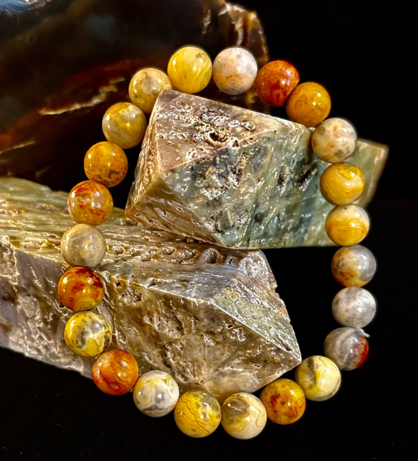 Crazy Lace Jasper Bracelet – 8mm Beads for Joy, Laughter, Support (Medium Wrists)