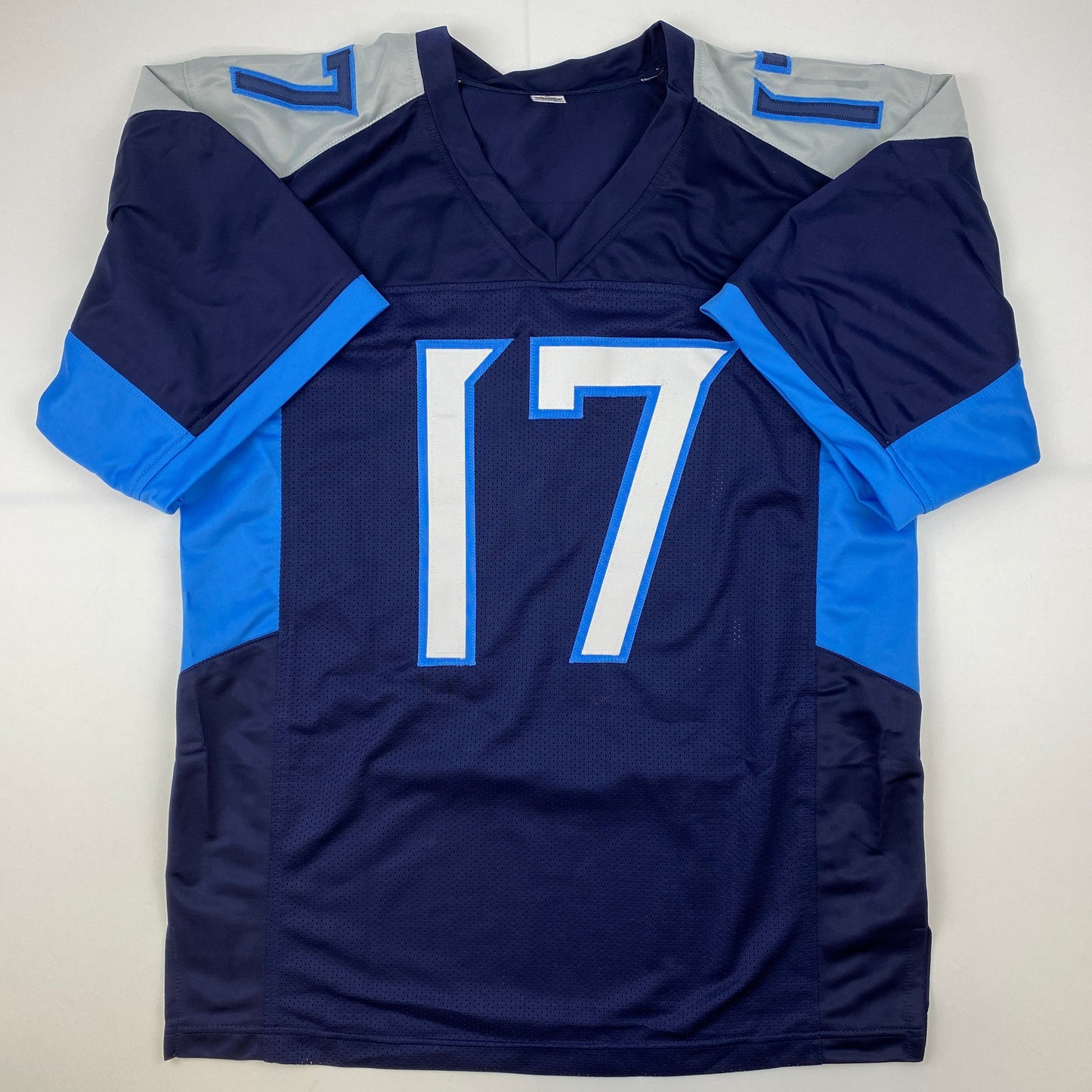 Autographed/Signed Ryan Tannehill Tennessee Dark Blue Football Jersey GTSM COA