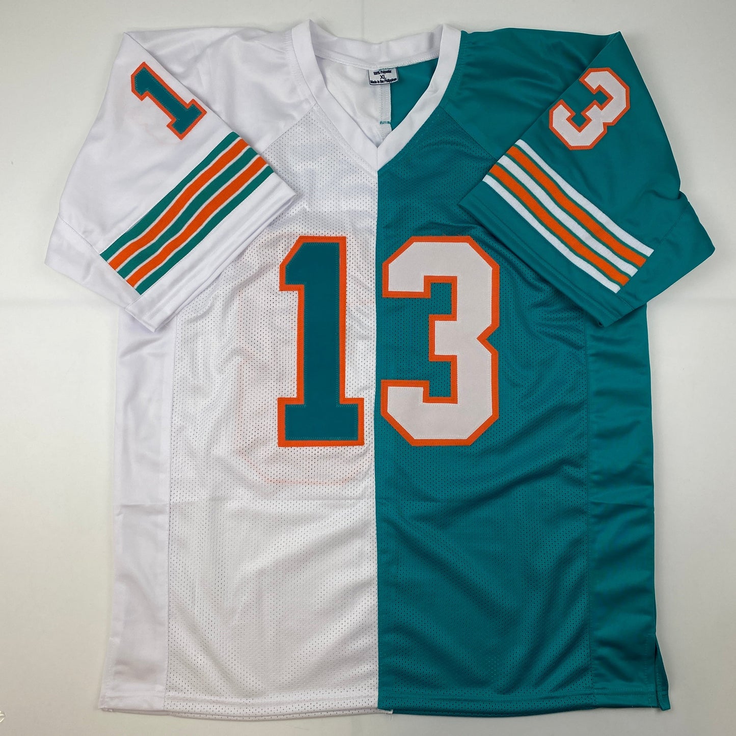 Autographed/Signed Dan Marino Miami Split Teal/White Football Jersey JSA COA