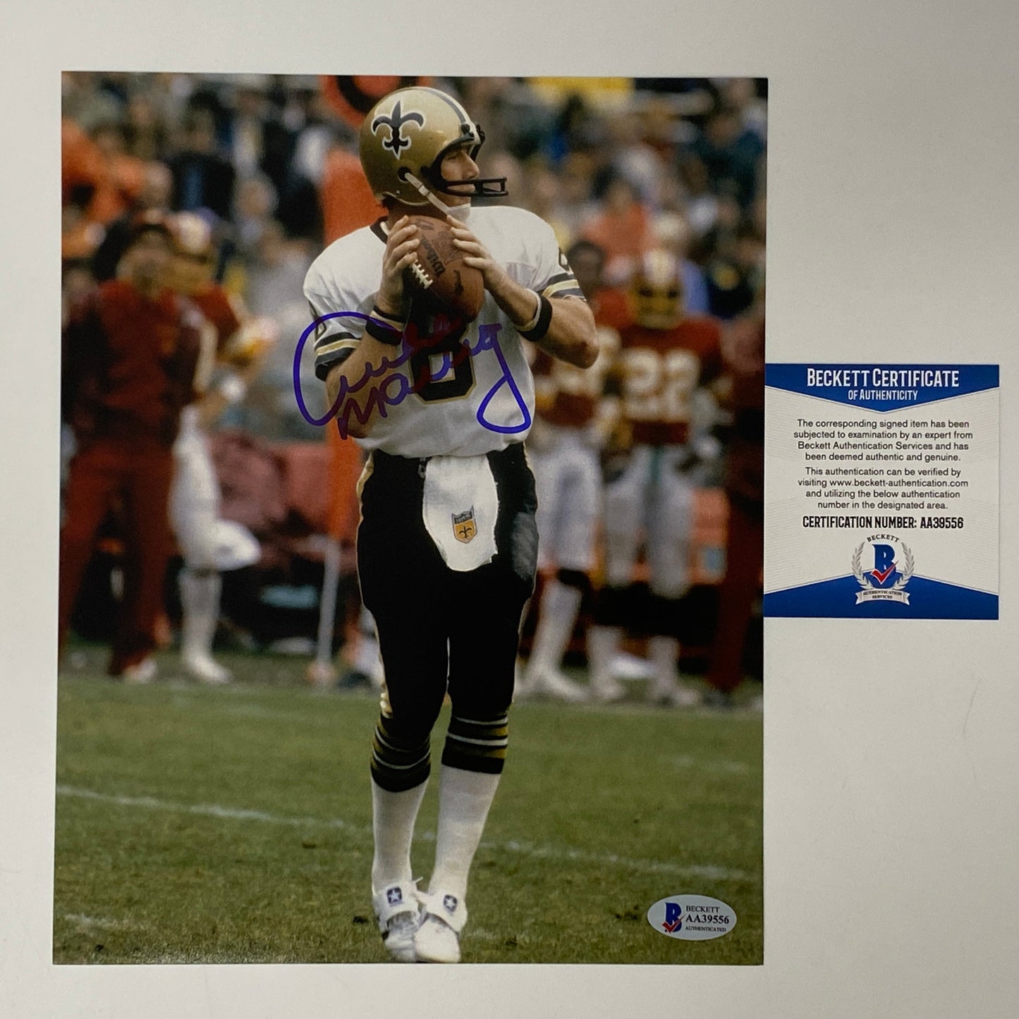 Autographed/Signed Archie Manning New Orleans Saints 8x10 Football Photo Beckett BAS COA #2