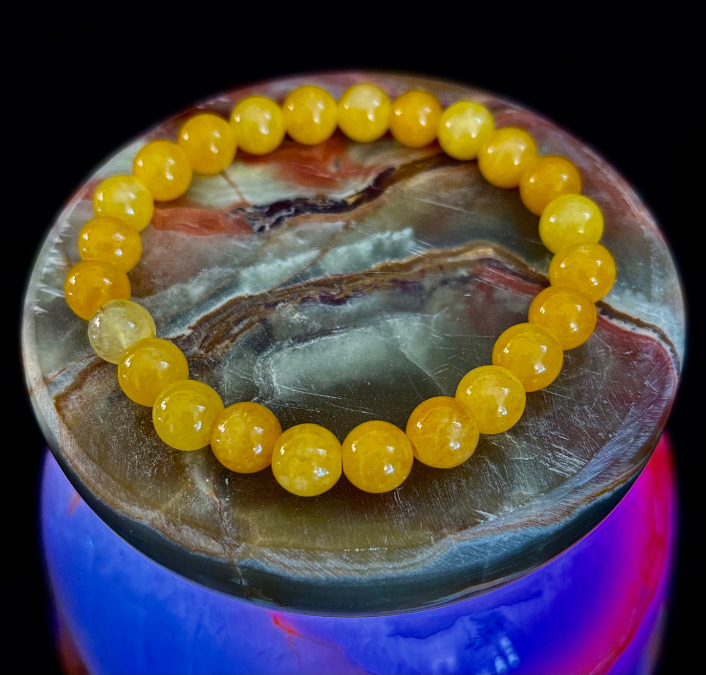 Orange Agate Beaded Bracelet – 8mm Natural Stones (Medium to Large Wrists)