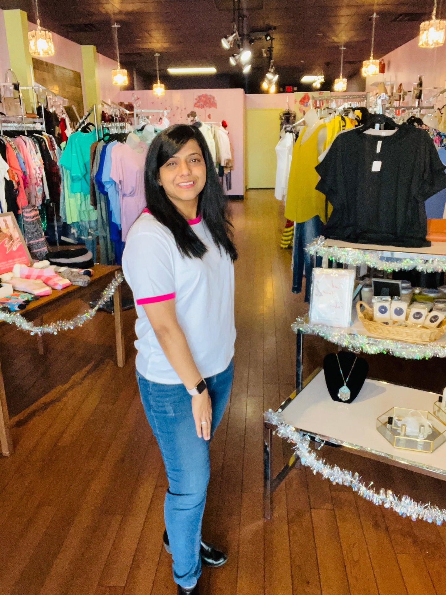 Zenana White and Pink Casual T-Shirt