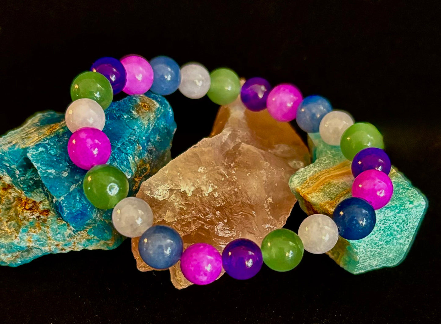 Cosmic Skittles Bracelet – 8mm Rainbow Energy for Balance, Strength & Healing (Small to Medium Wrists)