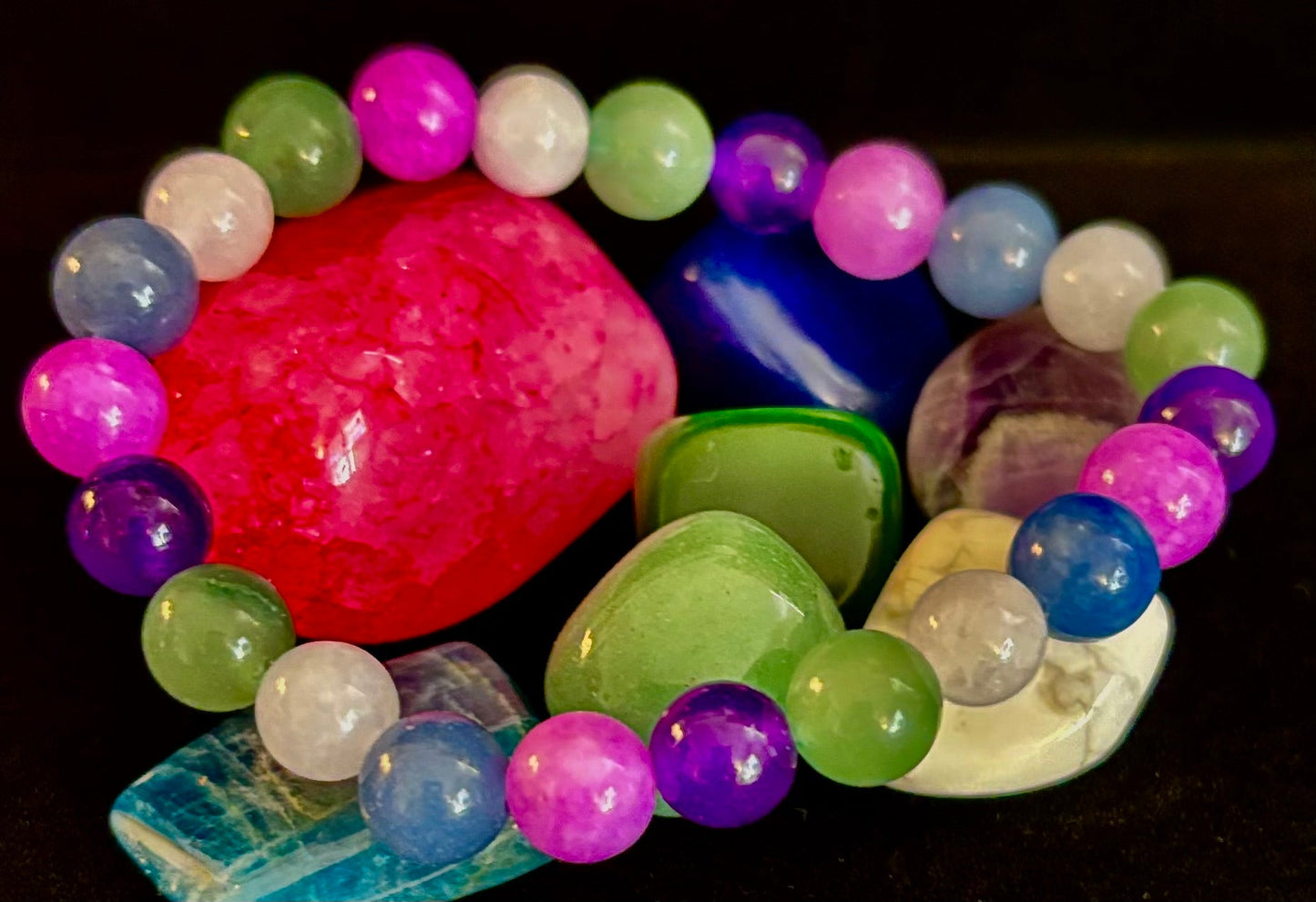 Cosmic Skittles Bracelet – 8mm Rainbow Energy for Balance, Strength & Healing (Small to Medium Wrists)