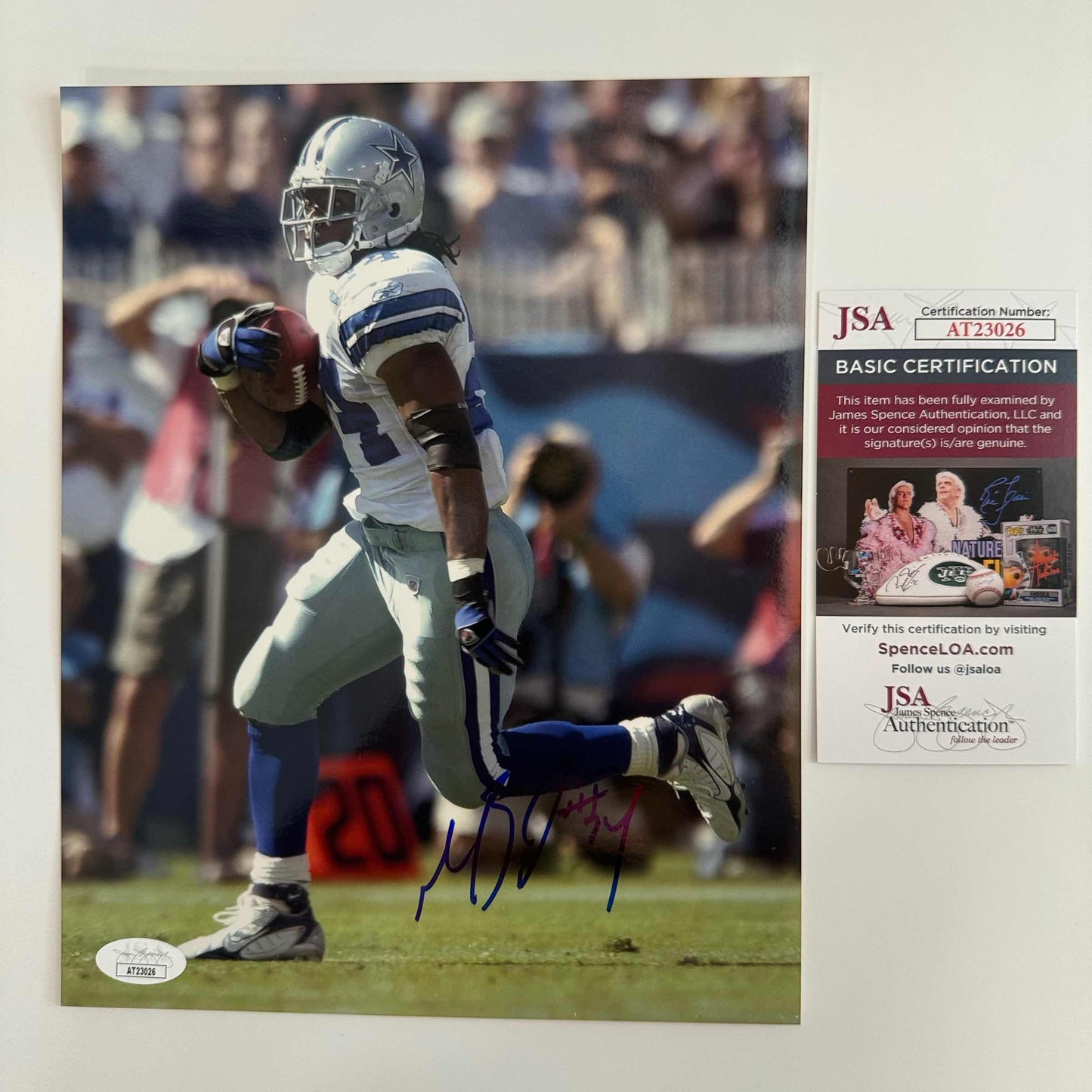 Autographed/Signed Marion Barber Dallas Cowboys 8x10 Football Photo JSA COA
