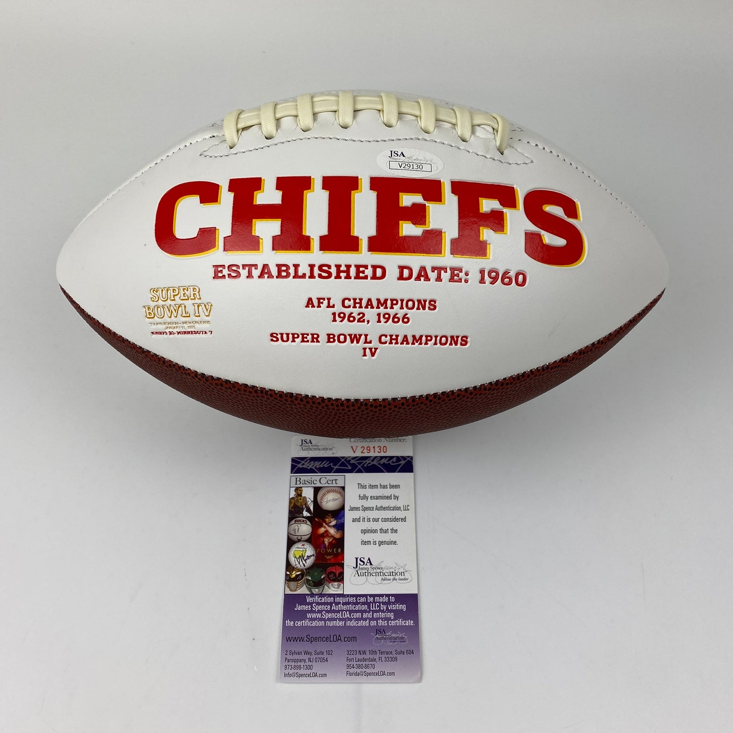 Autographed/Signed Patrick Mahomes Kansas City Chiefs Full Size F/S White Panel Logo Football JSA COA